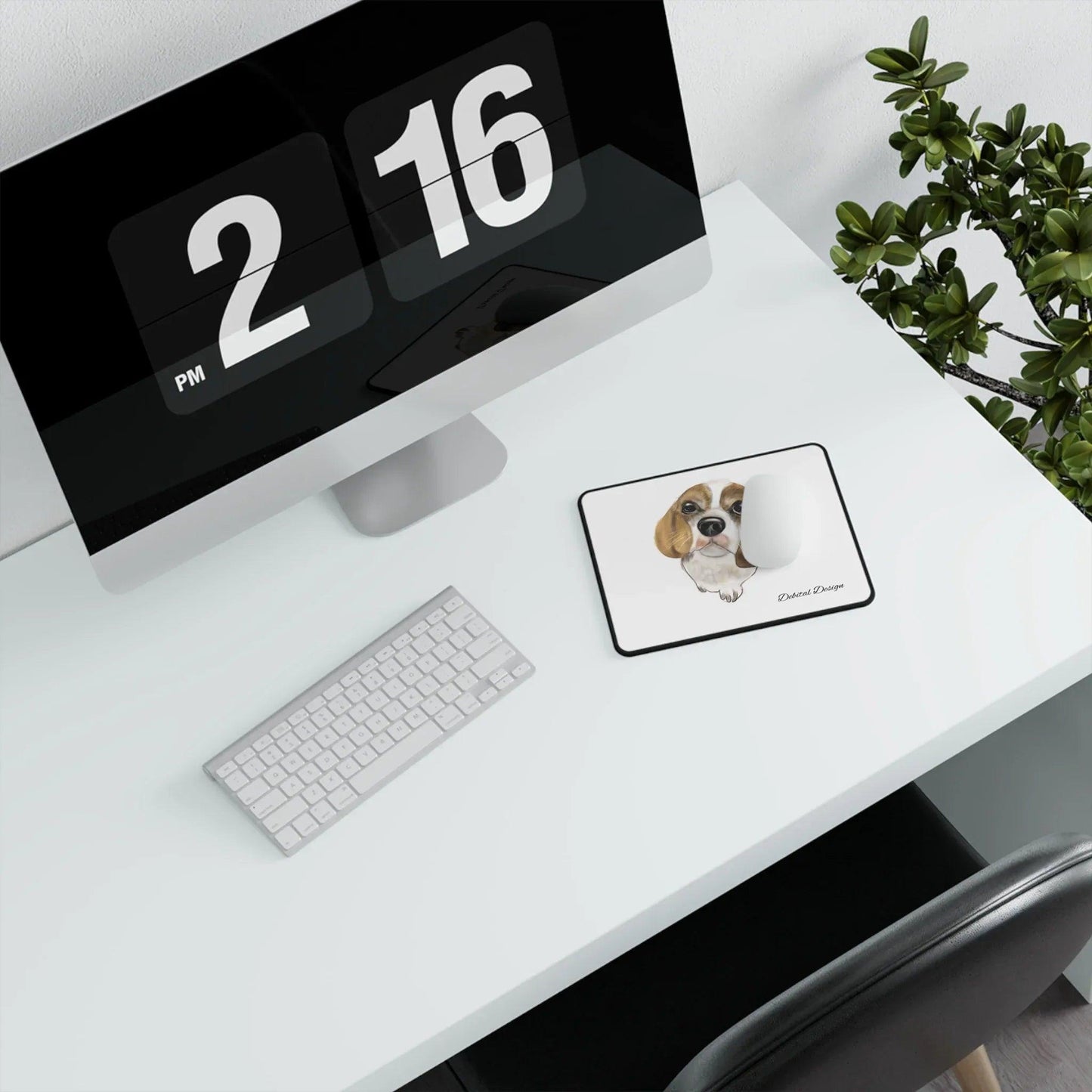 Non-Slip Gaming Mouse Pad — Hand-Drawn Brown & White Dog Design - Debital Design