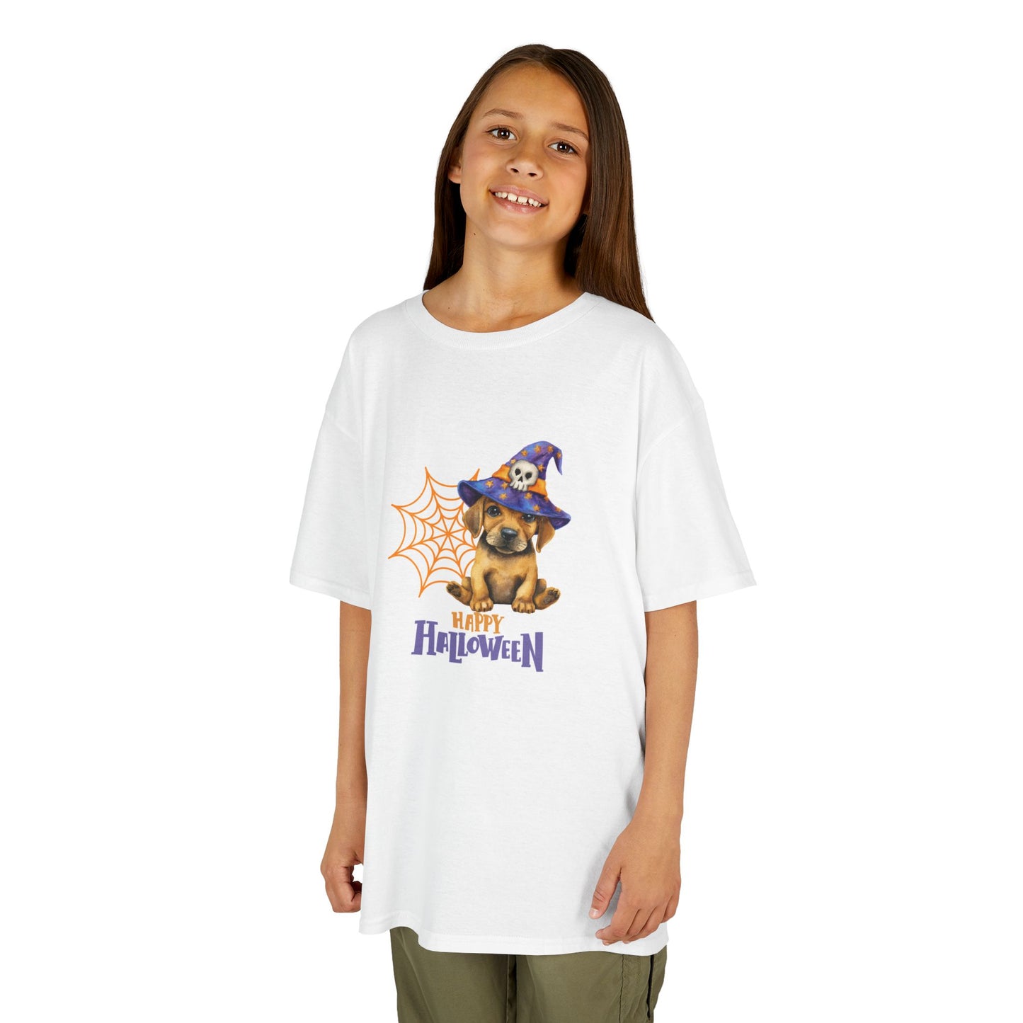 Kids Tee - Halloween Puppy with Witches Hat Design