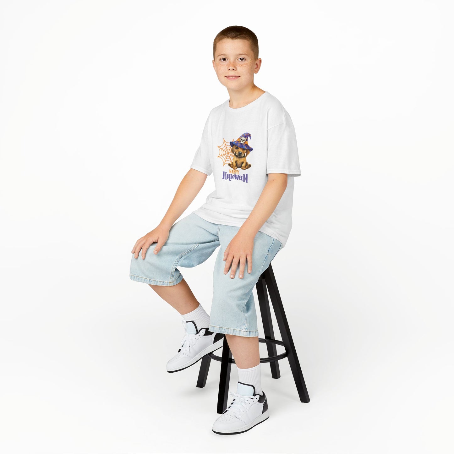 Kids Tee - Halloween Puppy with Witches Hat Design