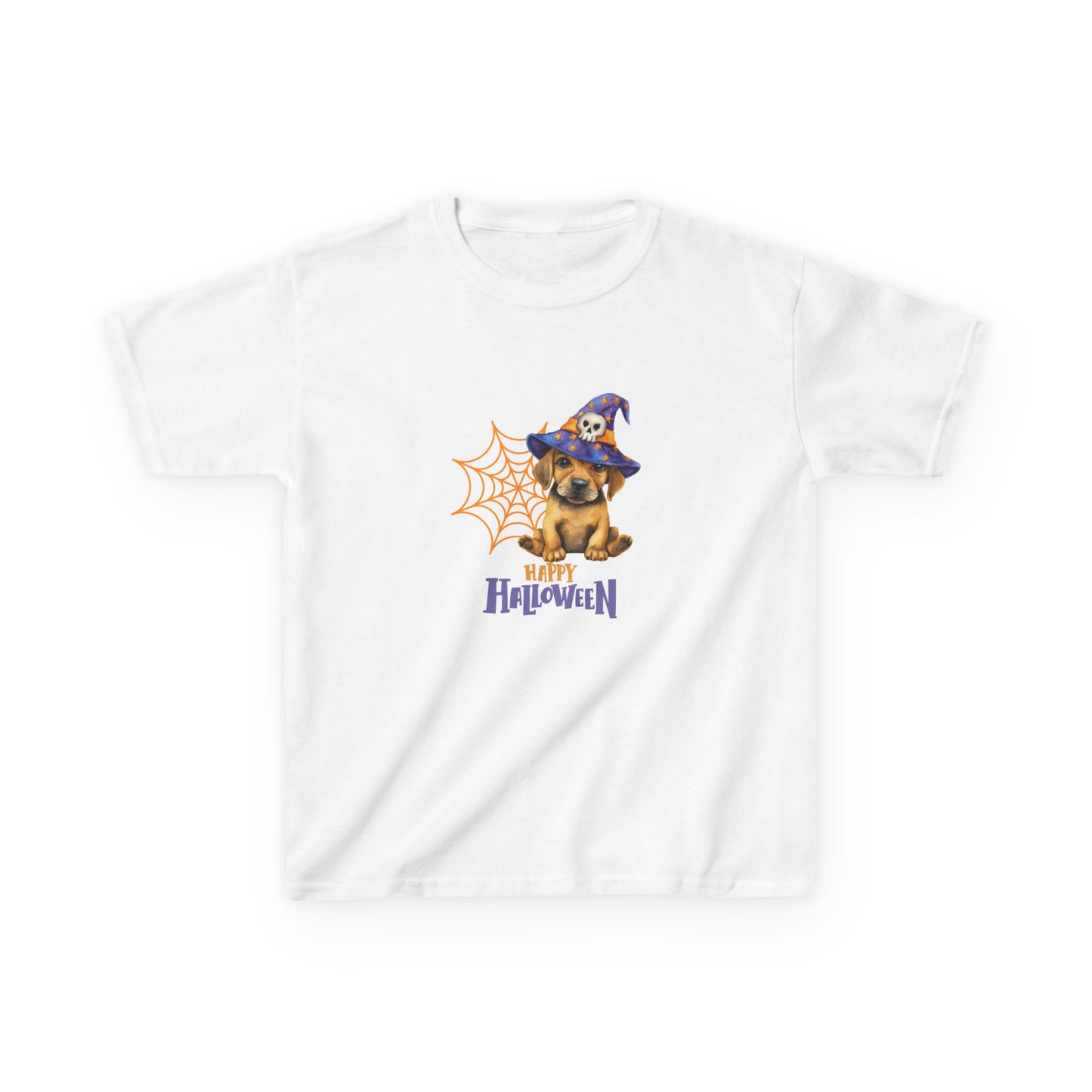 Kids Tee - Halloween Puppy with Witches Hat Design