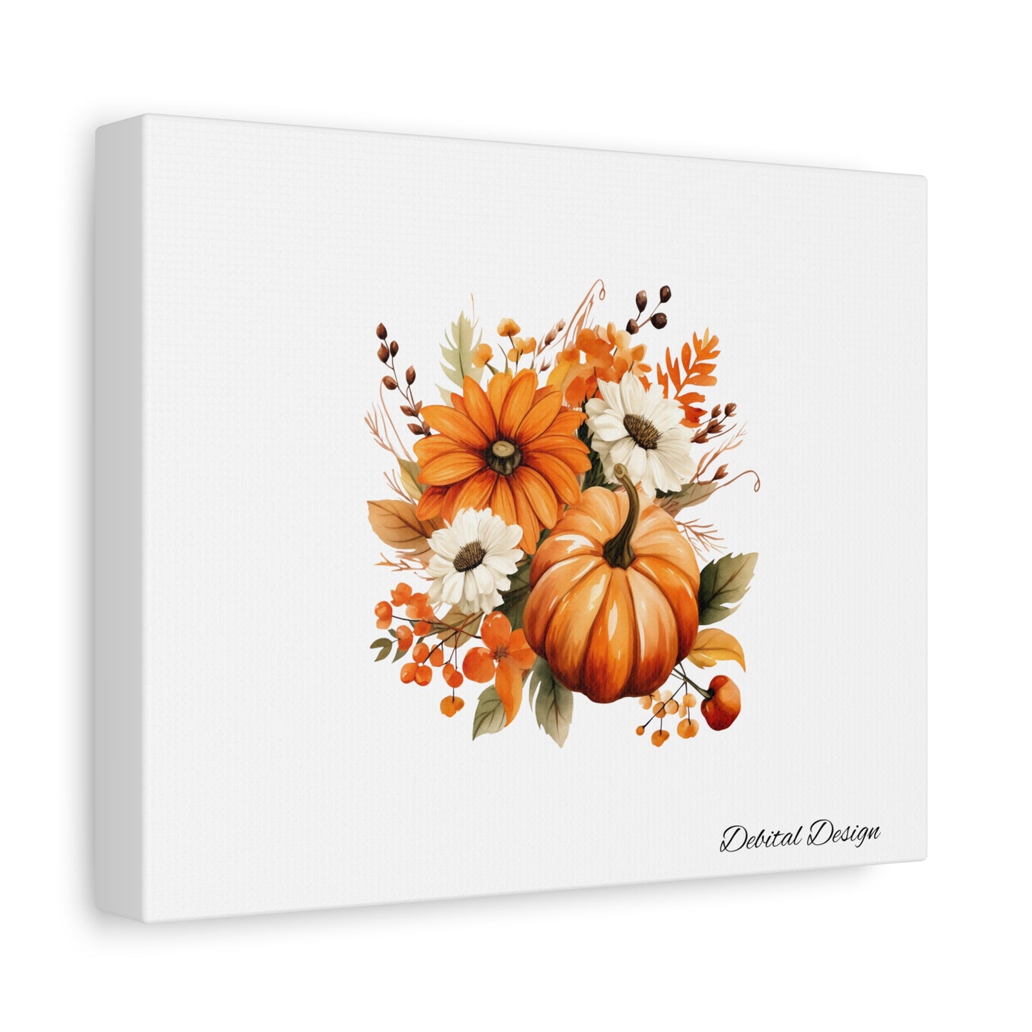 Canvas Art, Pumpkins Leaves Fall Items on Matte Stretched ; Canvas, Wall Decor, Autumn Decor, Thanksgiving Art, Harvest Home Decor,