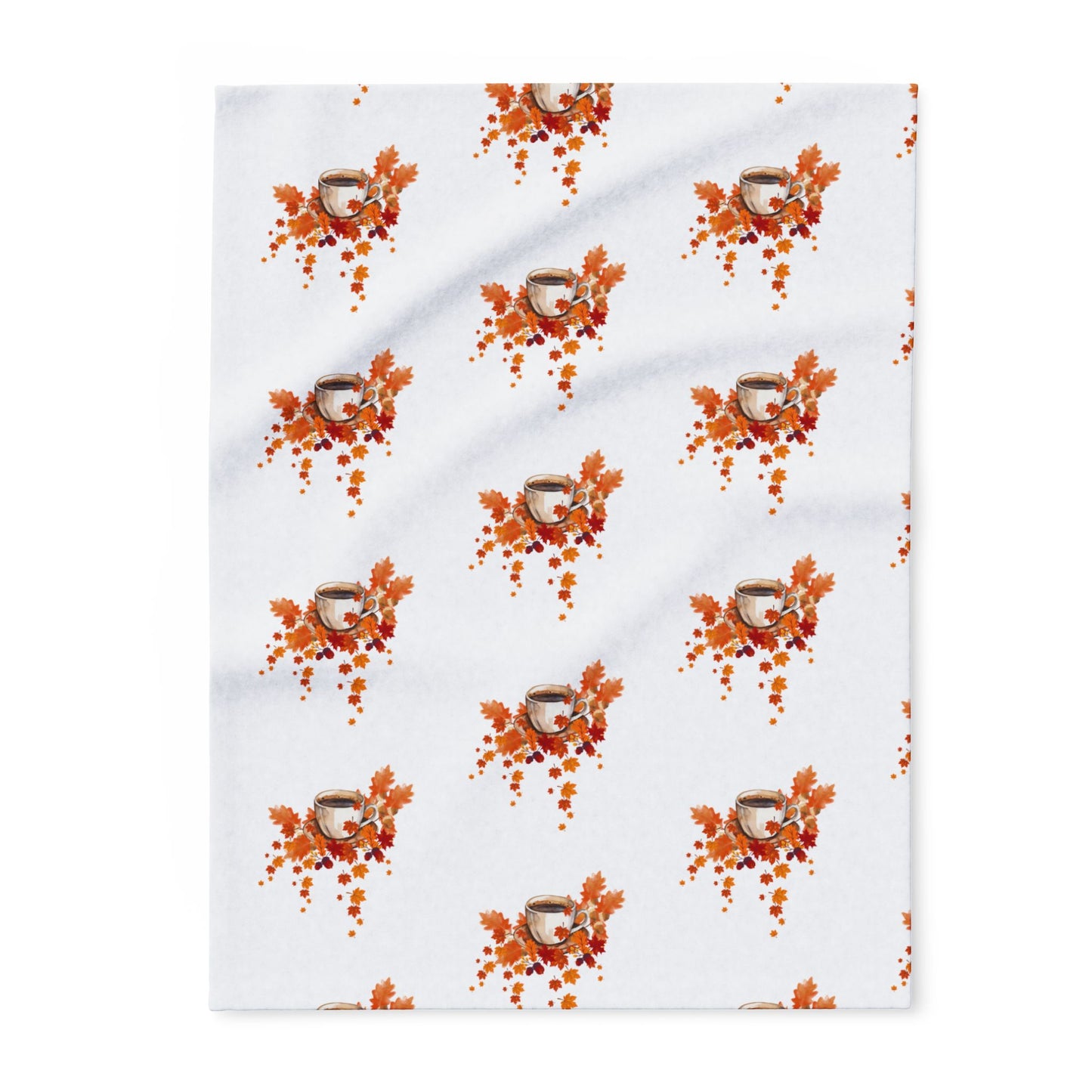 Fleece Blanket Coffee Cup Fall Leaves Arctic