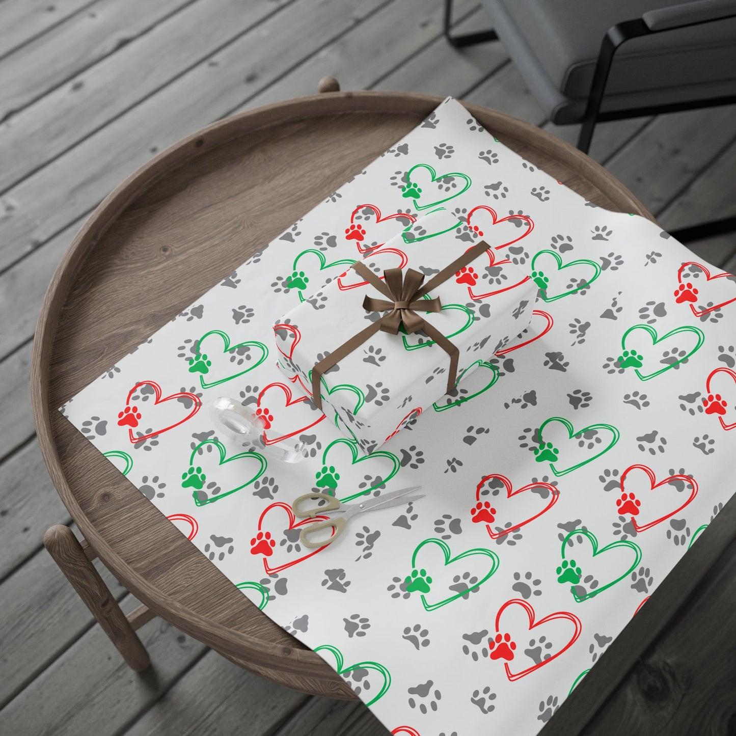 Paw Print Wrapping Paper Roll, Paw Print Gift Wrap, Pet Lover Wrapping Sheets, Dog Paw Print Presents, Cat Paw Print Packing Paper