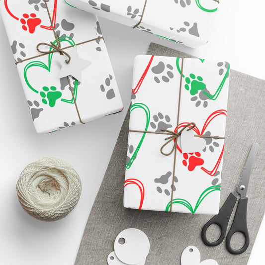 Paw Print Wrapping Paper Roll, Paw Print Gift Wrap, Pet Lover Wrapping Sheets, Dog Paw Print Presents, Cat Paw Print Packing Paper