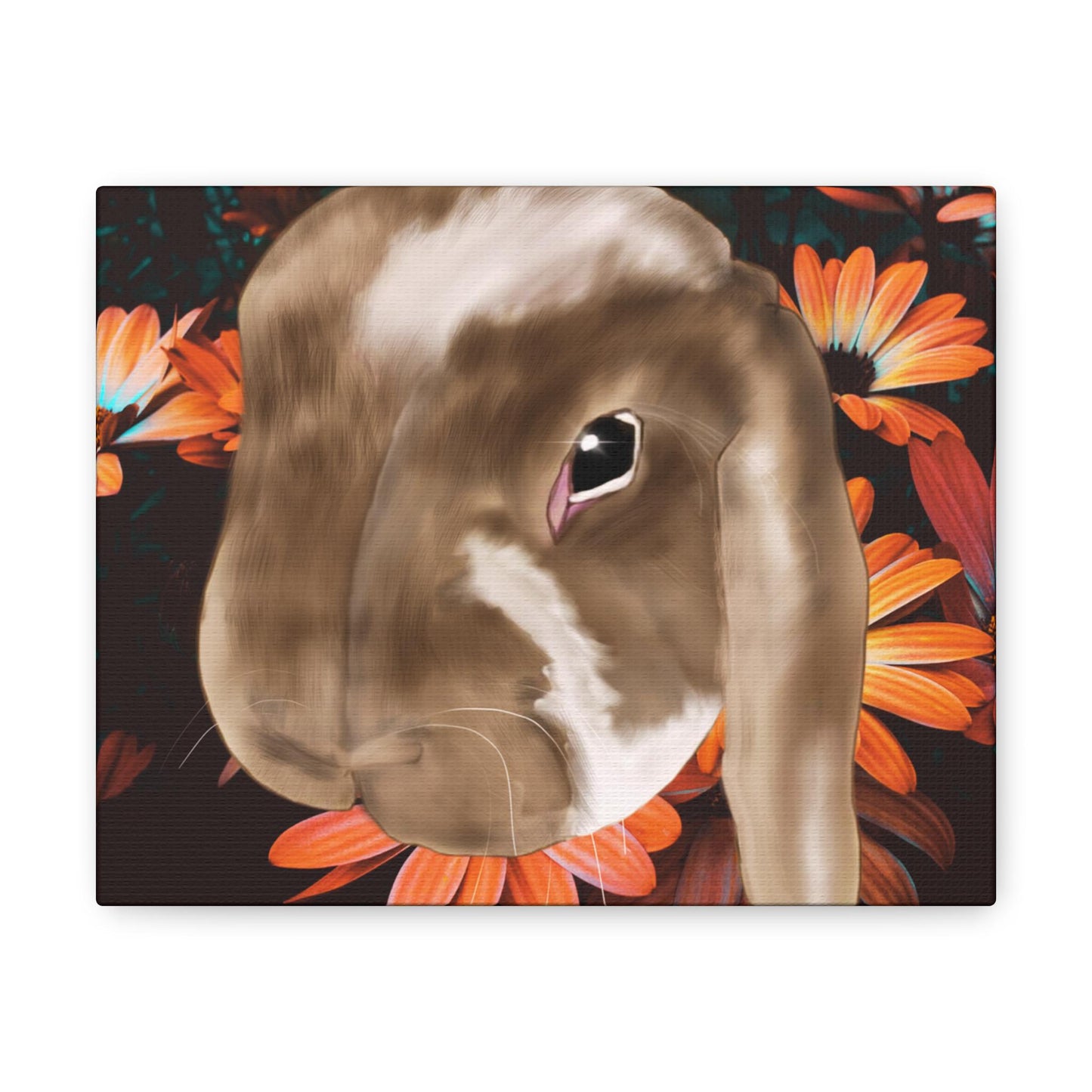 Canvas Gallery Wraps - Bunny and Daisy Canvas, Nursery Wall Art, Cute Rabbit Decor, Spring Home Decor, Kids Room Gallery Prints