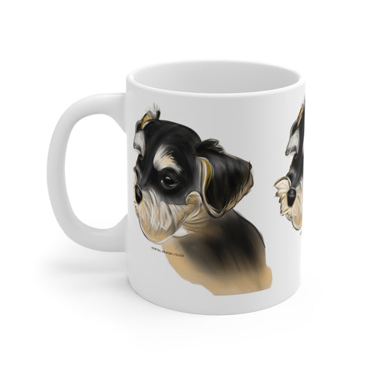 Schnauzer Portrait Mug — Cute Black & Tan Dog Coffee Cup, Perfect Gift for Dog Lovers
