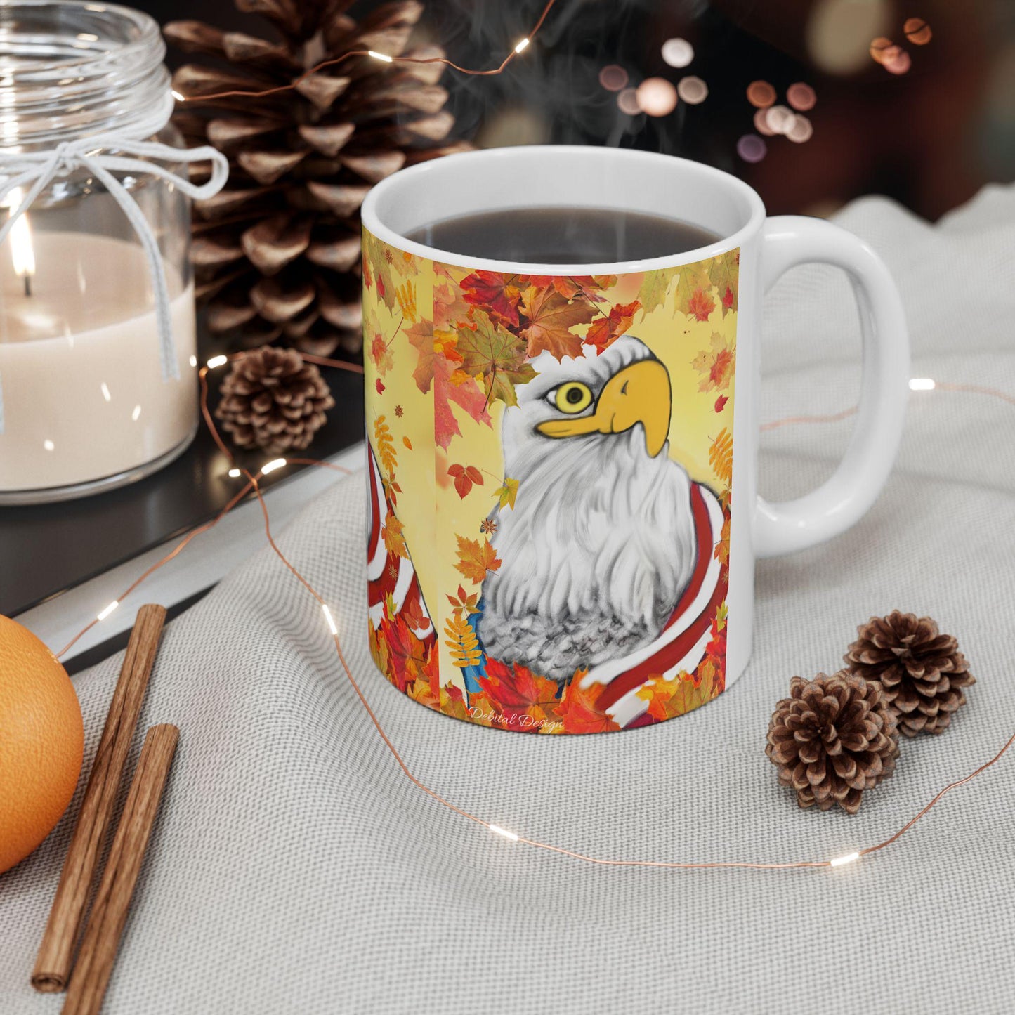American Eagle Ceramic Mug, Patriotic Coffee Cup, USA Bird Tea Mug, Animal Lover Gift, Wildlife Lover Present