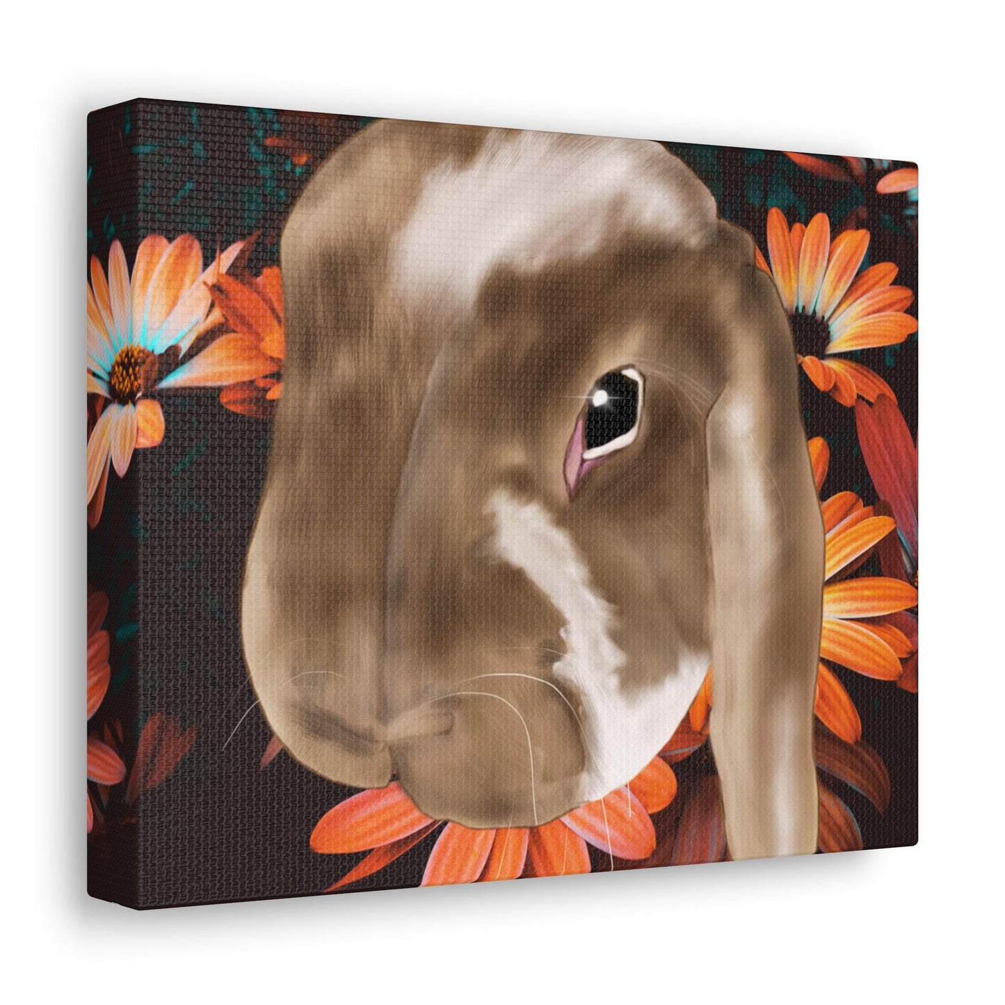 Canvas Gallery Wraps - Bunny and Daisy Canvas, Nursery Wall Art, Cute Rabbit Decor, Spring Home Decor, Kids Room Gallery Prints