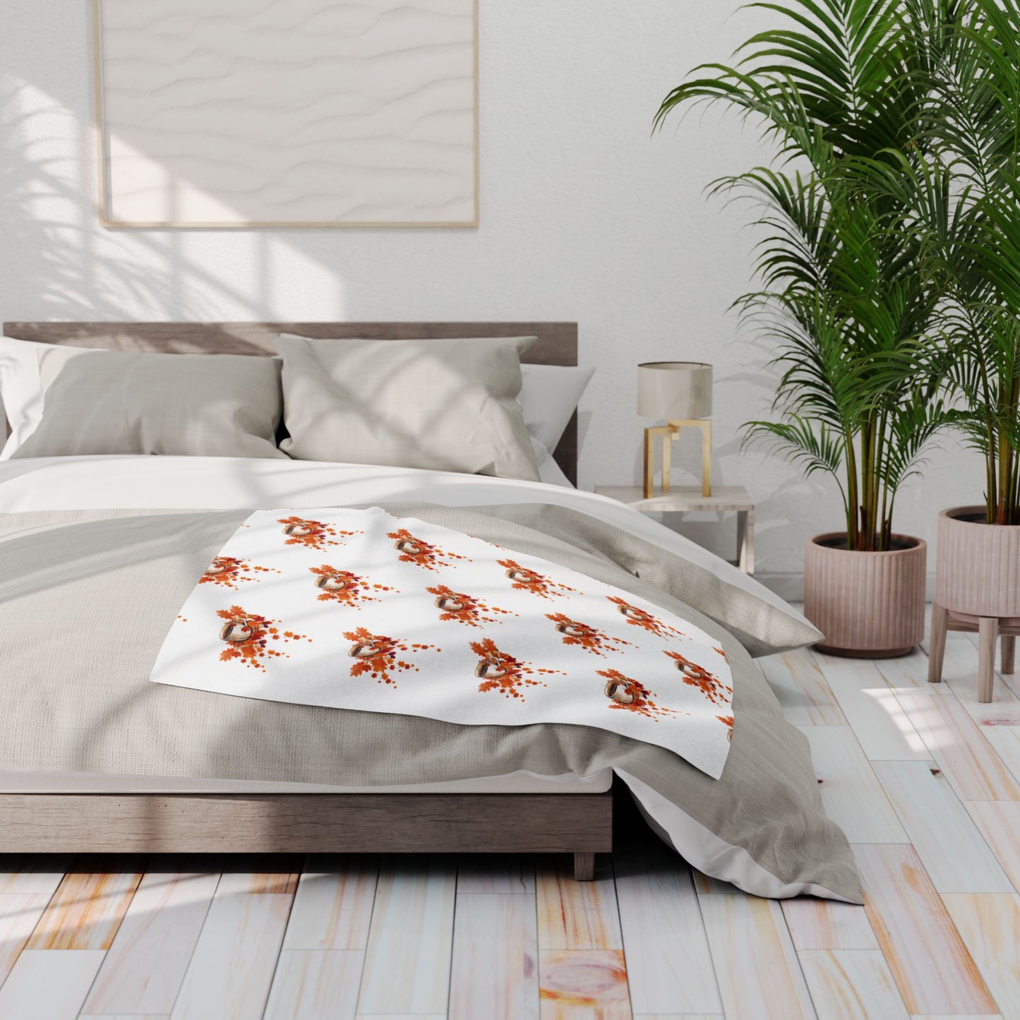 Fleece Blanket Coffee Cup Fall Leaves Arctic