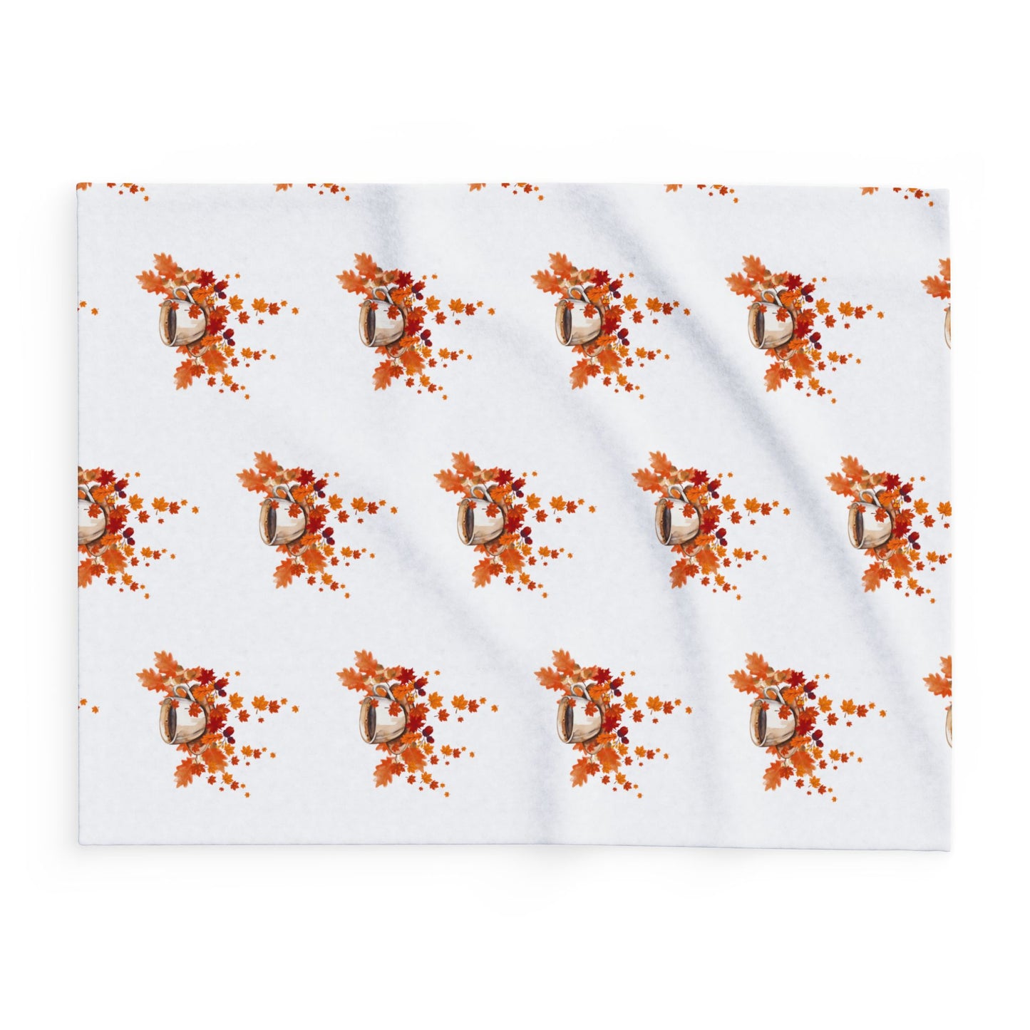 Fleece Blanket Coffee Cup Fall Leaves Arctic