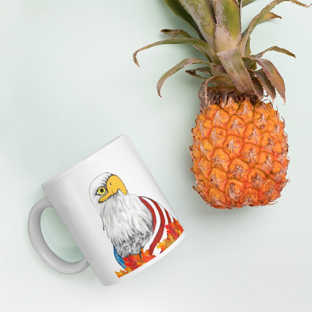 American Eagle on White glossy mug
