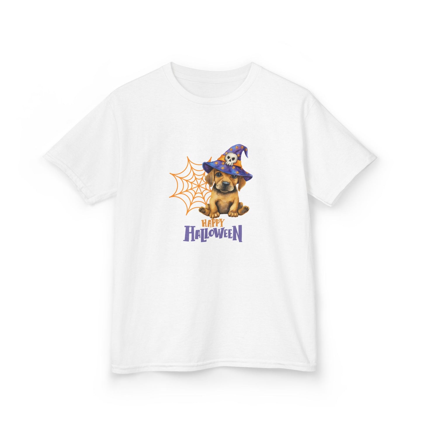 Kids Tee - Halloween Puppy with Witches Hat Design