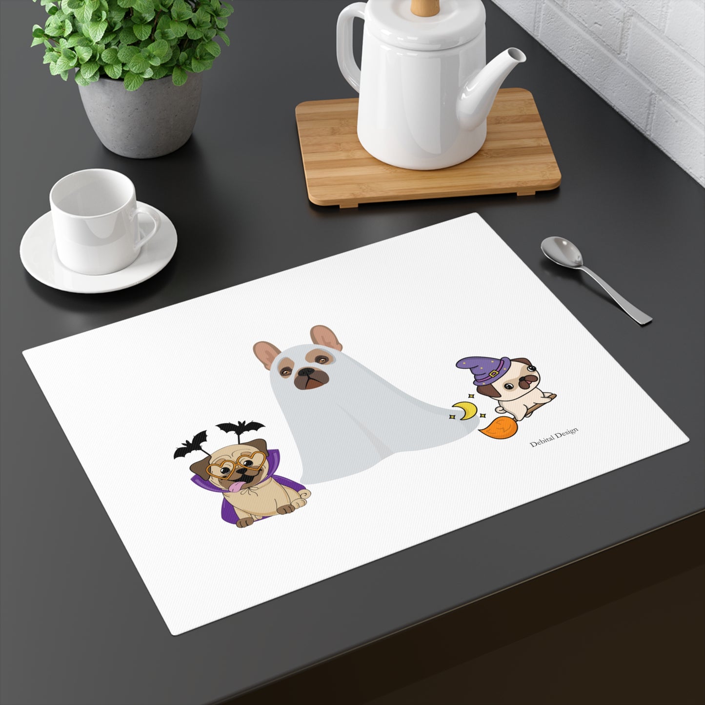 Halloween Doggie Placemat, Cute Pet Decor, Fun Dining Tableware, Halloween Parties, Dog Lovers Gift, Fall Home Accent