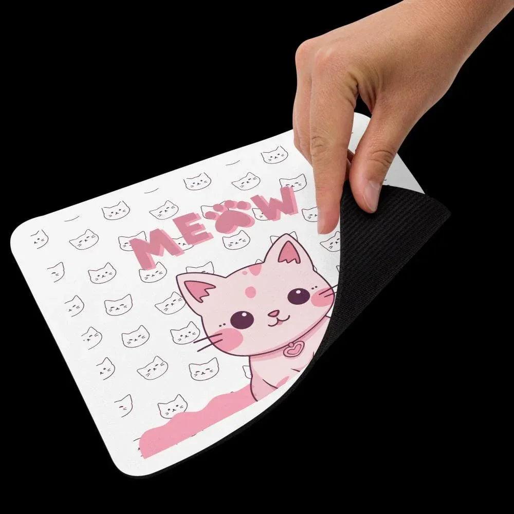 Pink Meow Mouse Pad - Debital Design