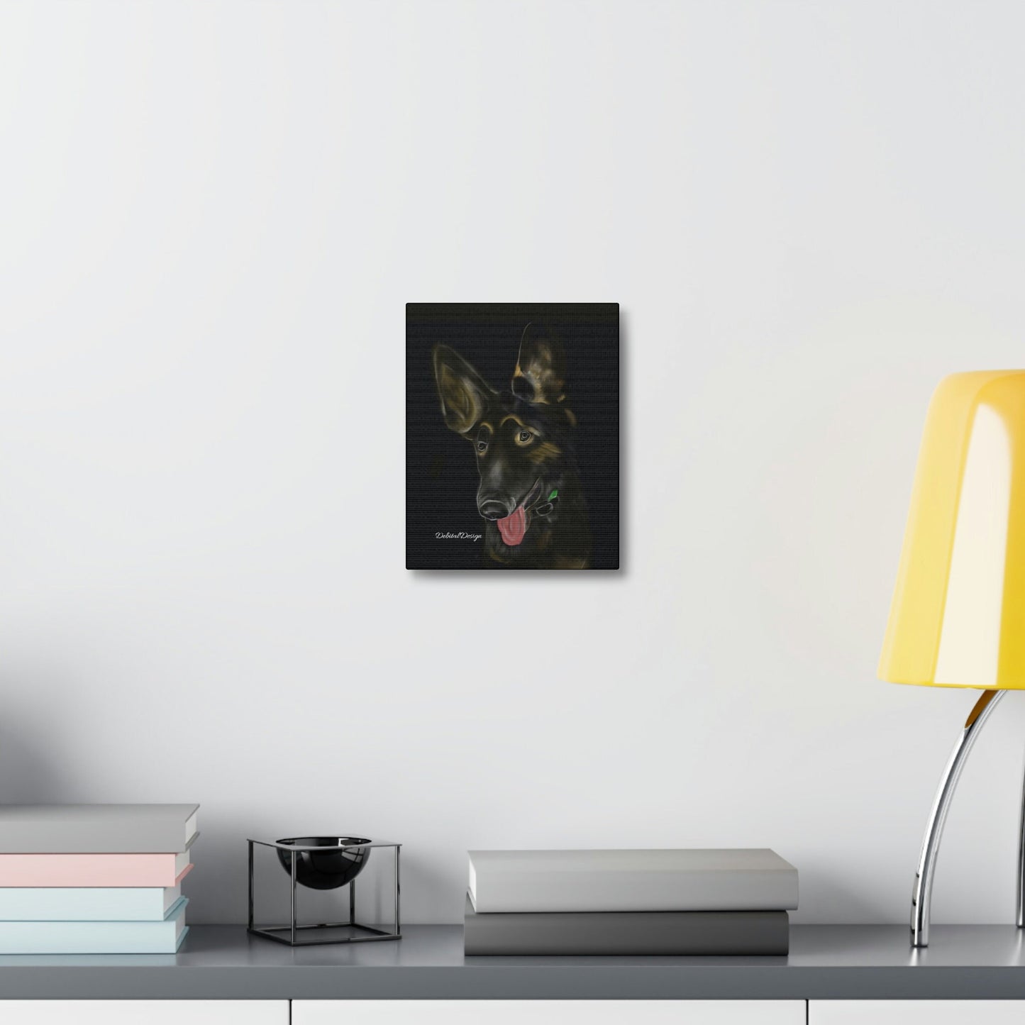 German Shepard TED  Satin Canvas, Stretched
