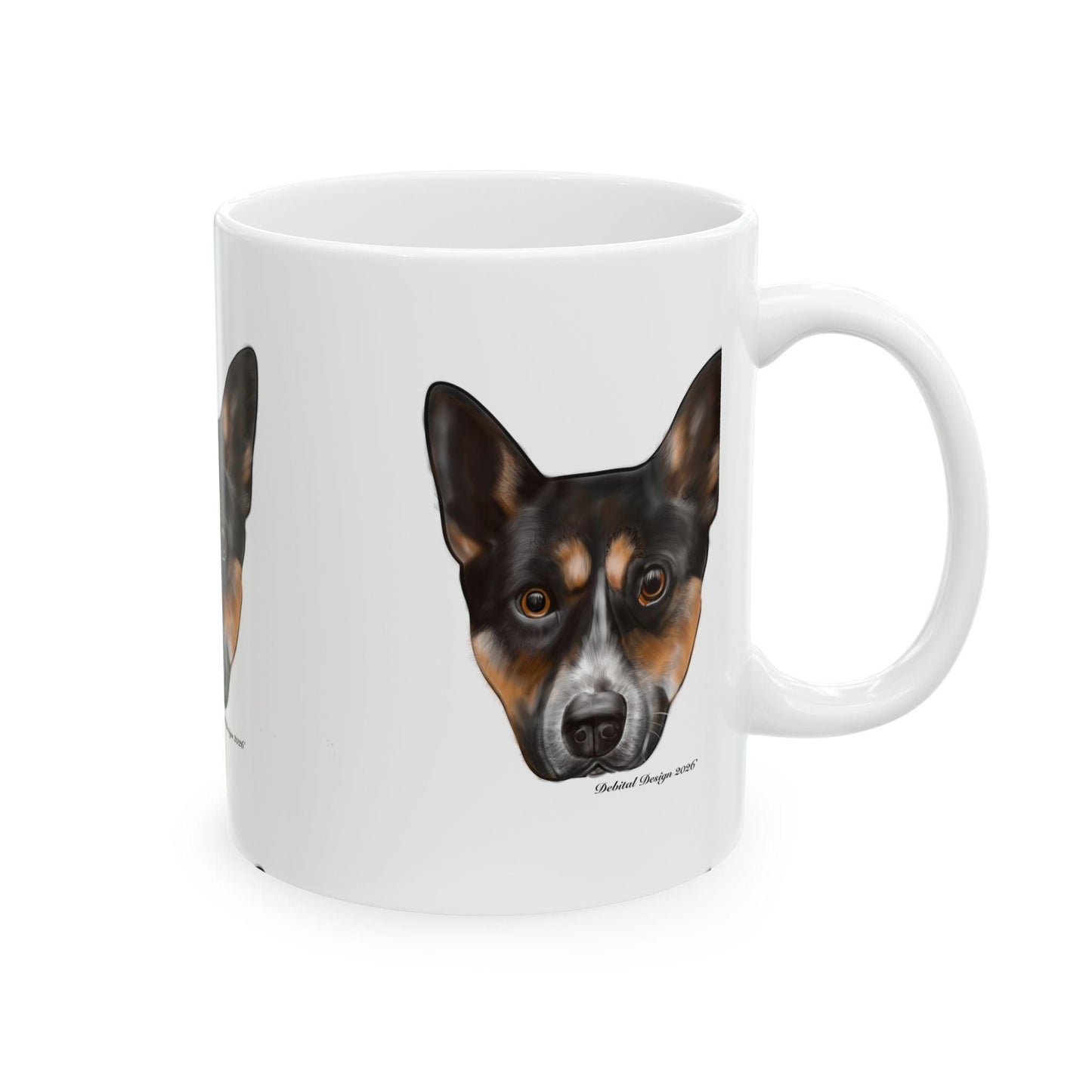 Dog Face Ceramic Mug — Realistic Kelpie/Heeler Portrait Coffee Cup (11oz & 15oz)