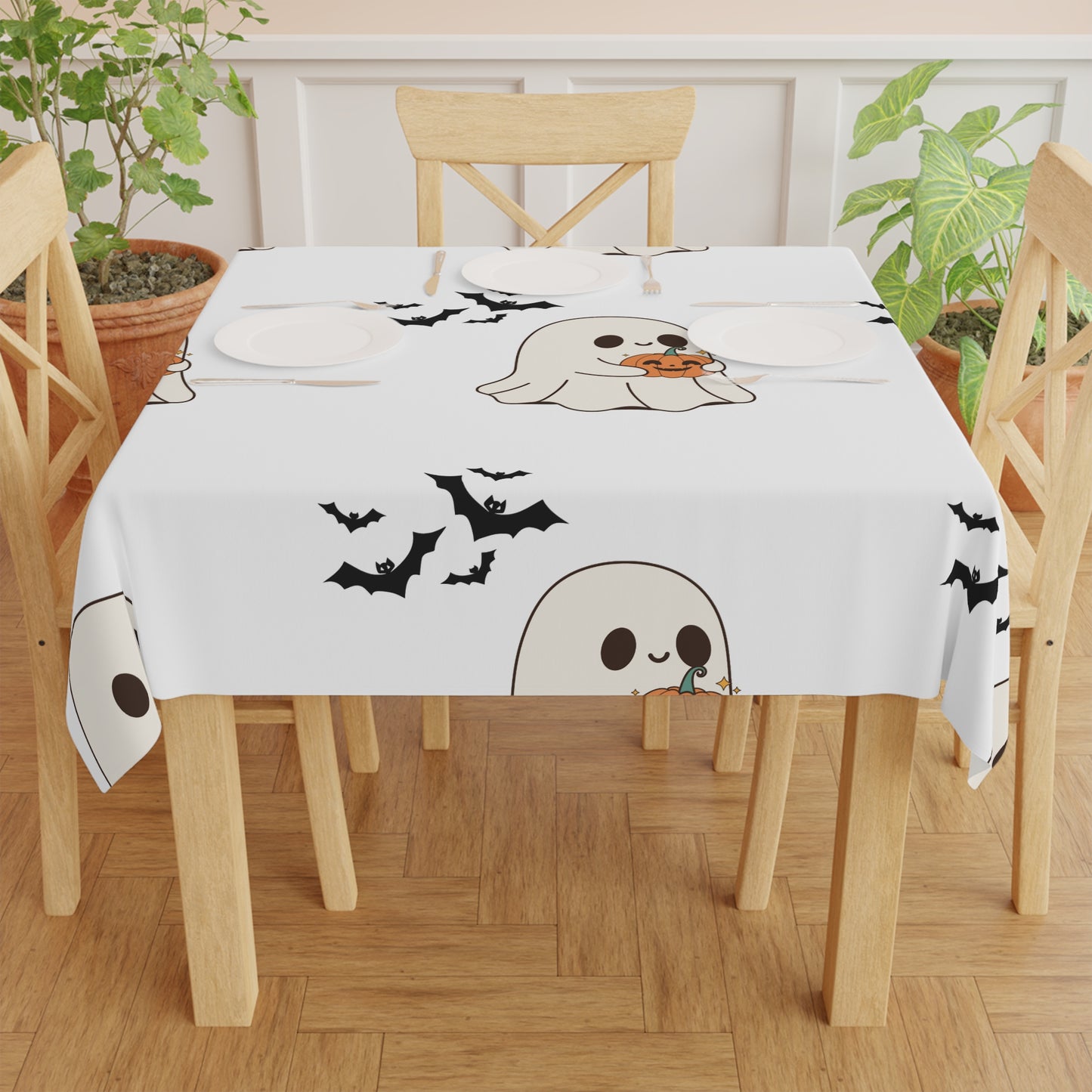 Cute Ghost Halloween Tablecloth - Spooky Decor for Parties, Trick or Treat, Halloween Celebrations, Fall Gatherings, Seasonal Decor