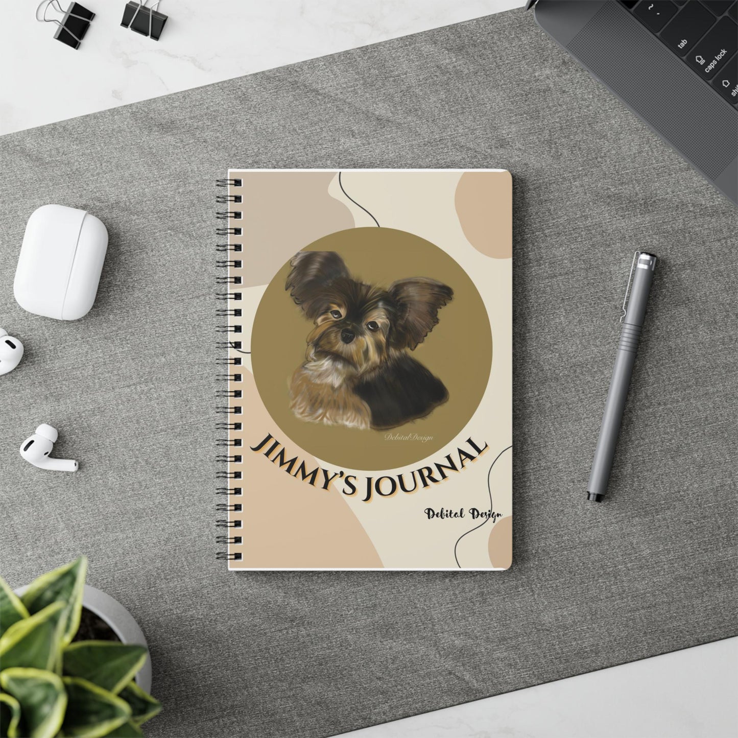 Personalized -Minimalist Wire bound Notebook, A5, Grid Paper, Bullet Journal, Sketchbook, Writing Pad, Black and White Design