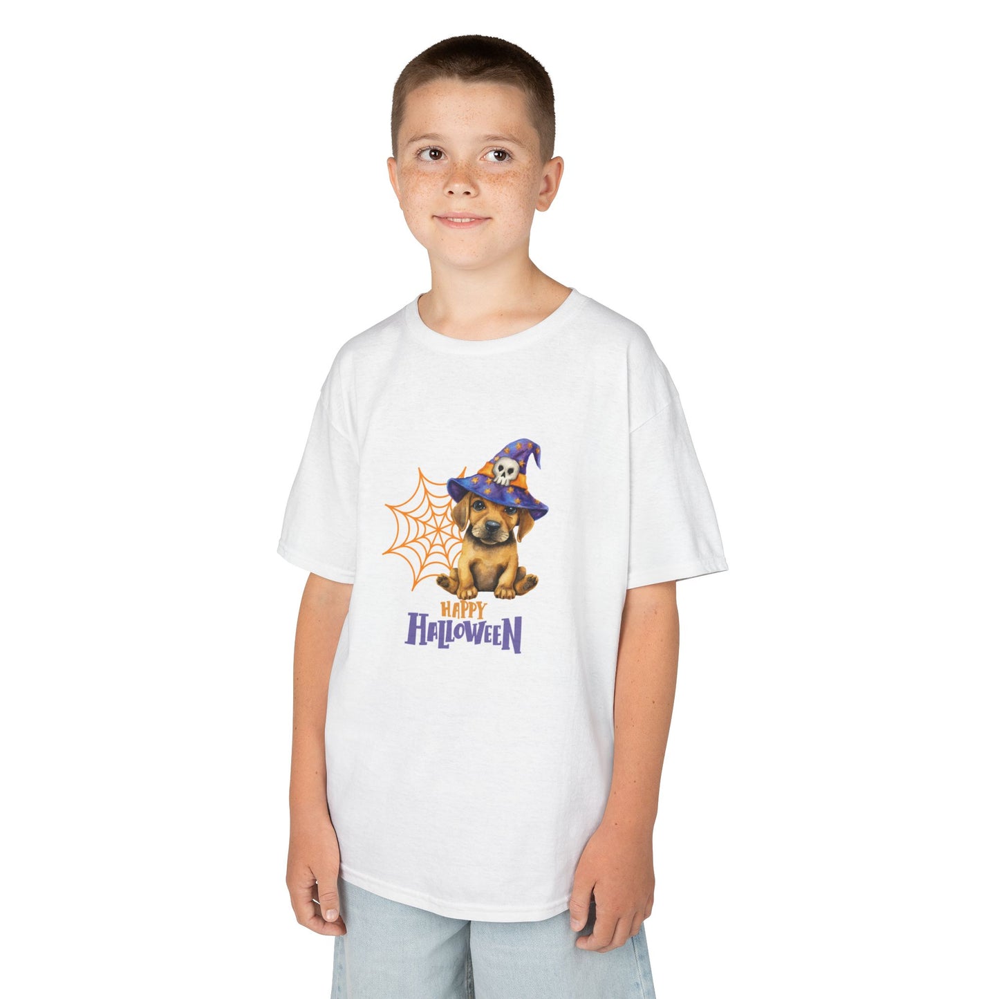 Kids Tee - Halloween Puppy with Witches Hat Design