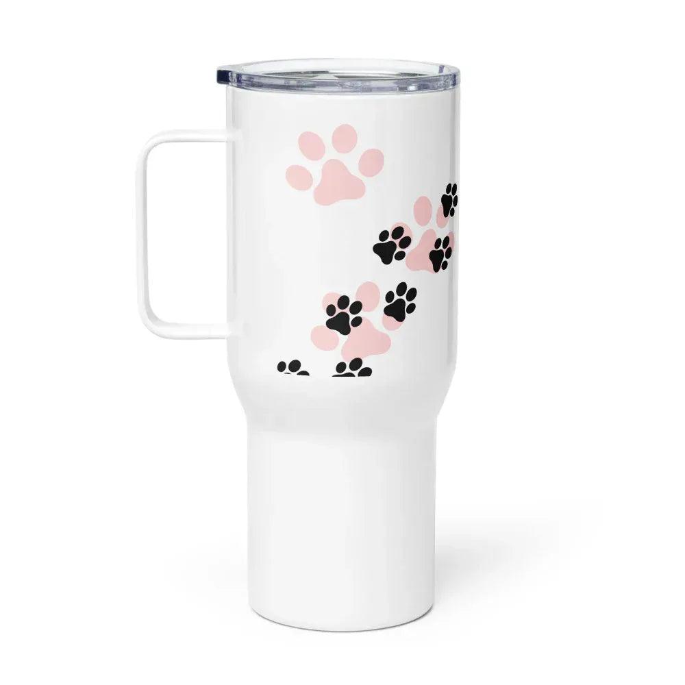 Travel Mug with a Handle with PAW Prints - Debital Design