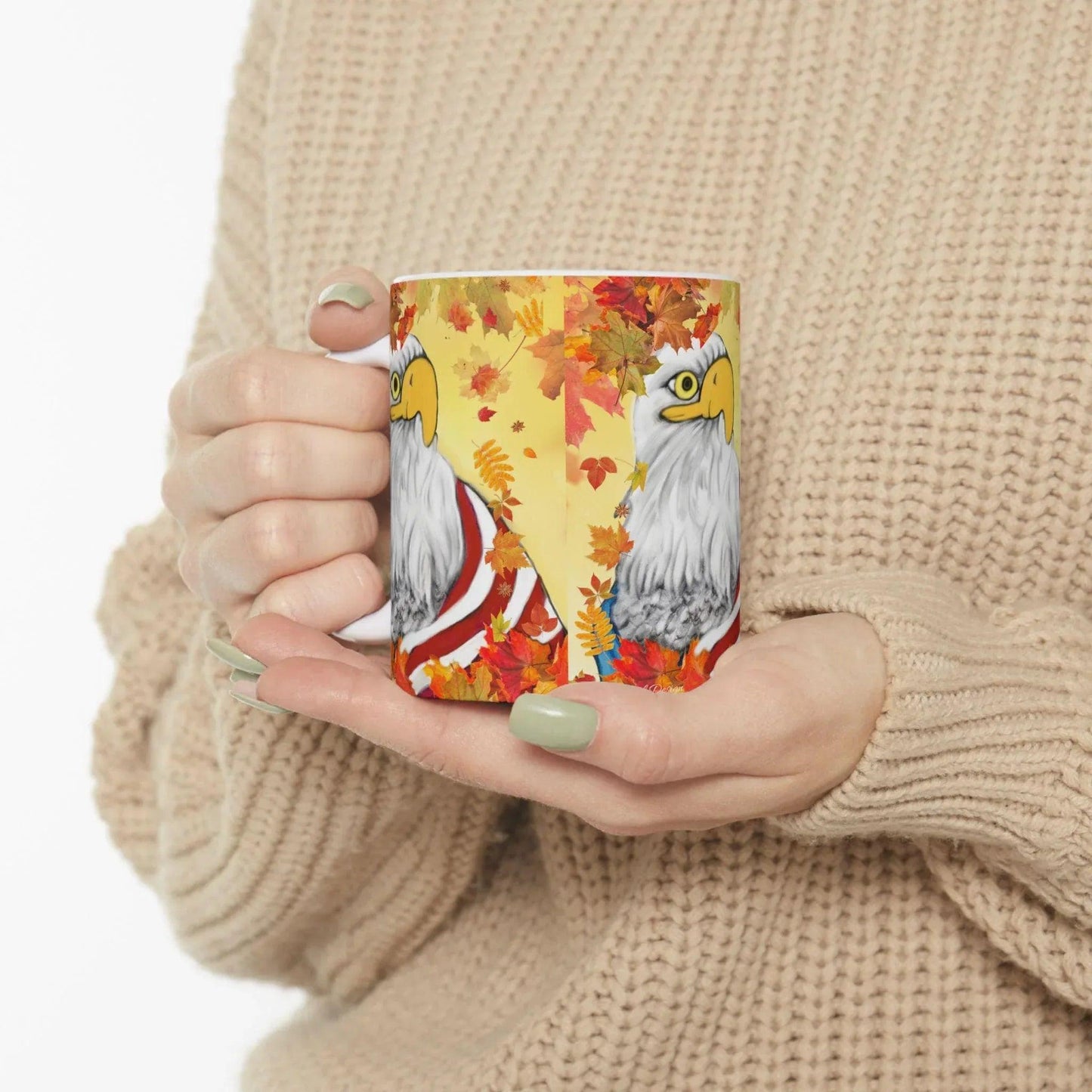 American Eagle Ceramic Mug, Patriotic Coffee Cup, USA Bird Tea Mug, Animal Lover Gift, Wildlife Lover Present - Debital Design