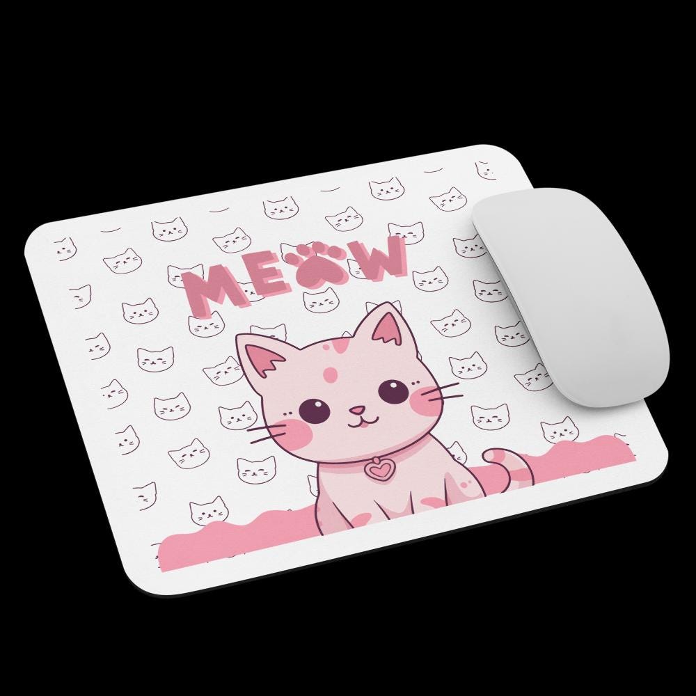 Pink Meow Mouse Pad