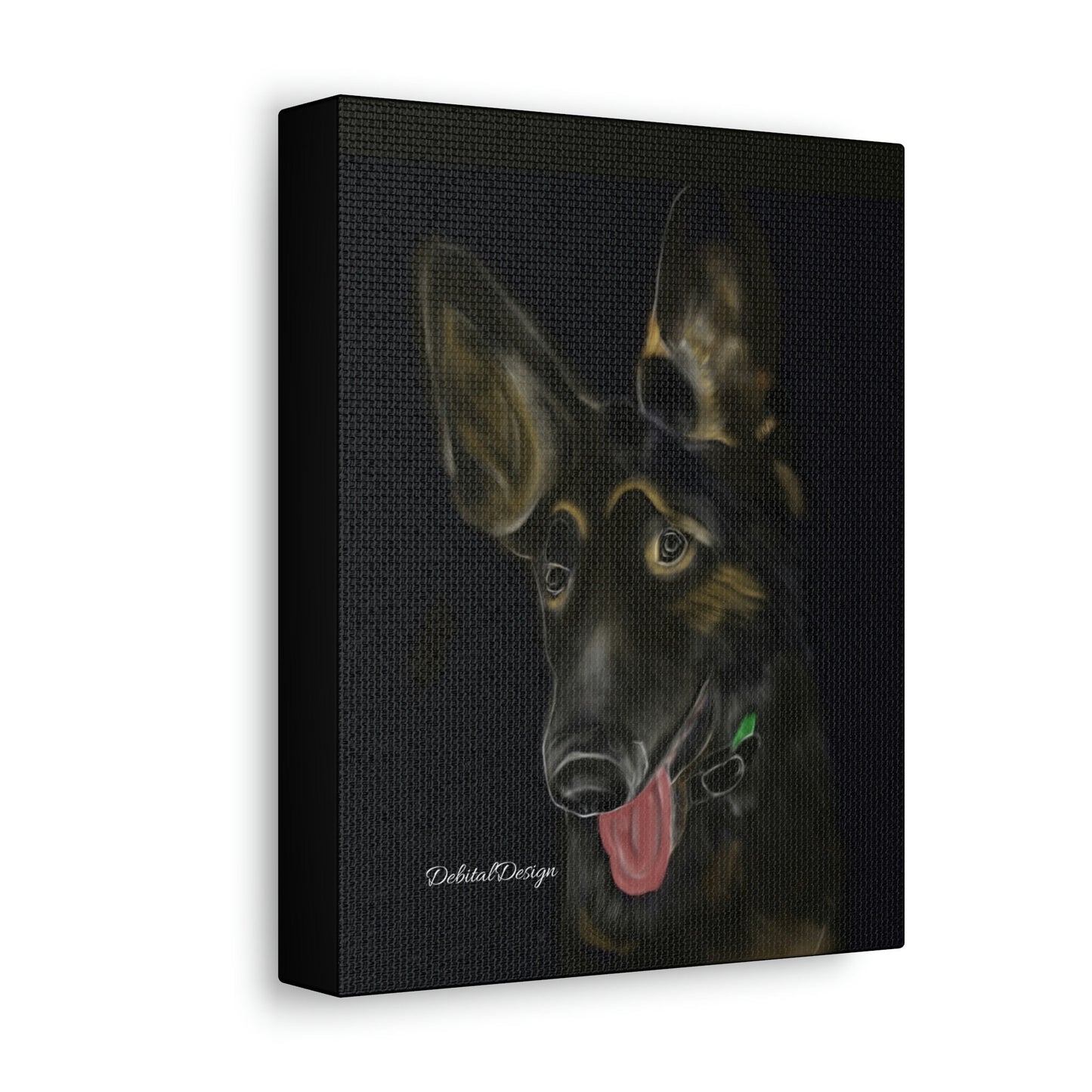 German Shepard TED  Satin Canvas, Stretched