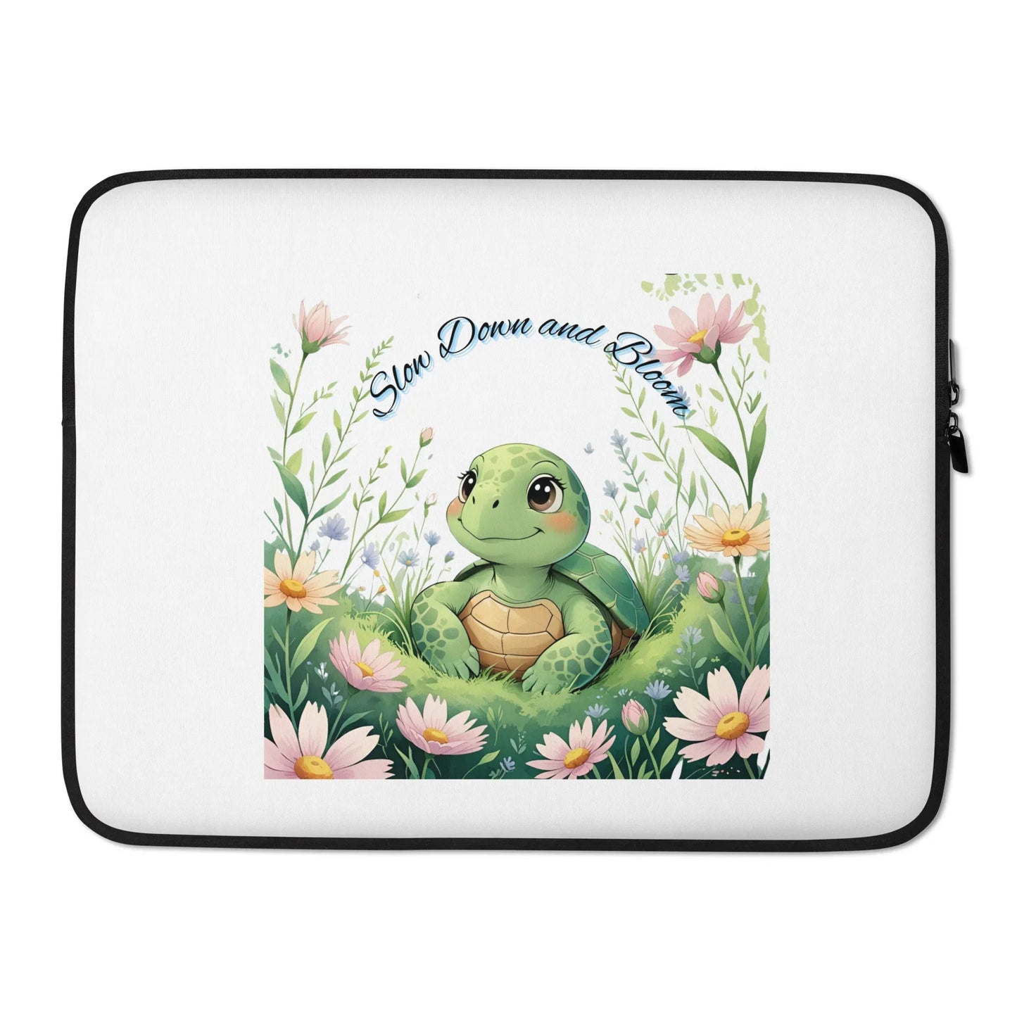 Slow Down & Bloom Turtle Laptop Sleeve - Premium Protection with Inspirational Design - Debital Design