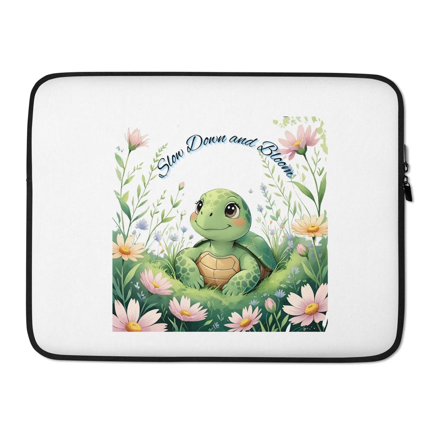 Slow Down & Bloom Turtle Laptop Sleeve - Premium Protection with Inspirational Design - Debital Design