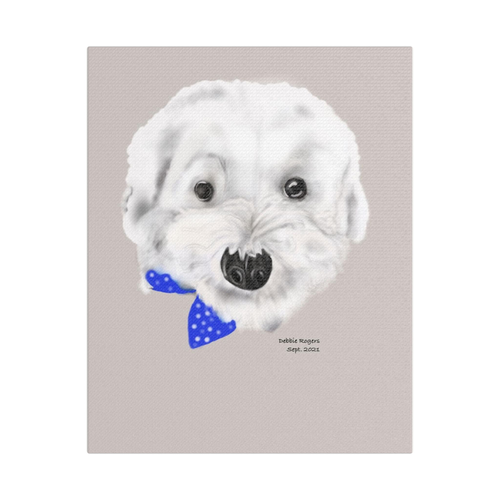 Bichon Frise Portrait Satin Canvas – White Dog Wall Art Print