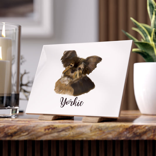 Yorkie Ceramic Photo Tile — Cute Yorkshire Terrier Wall Accent