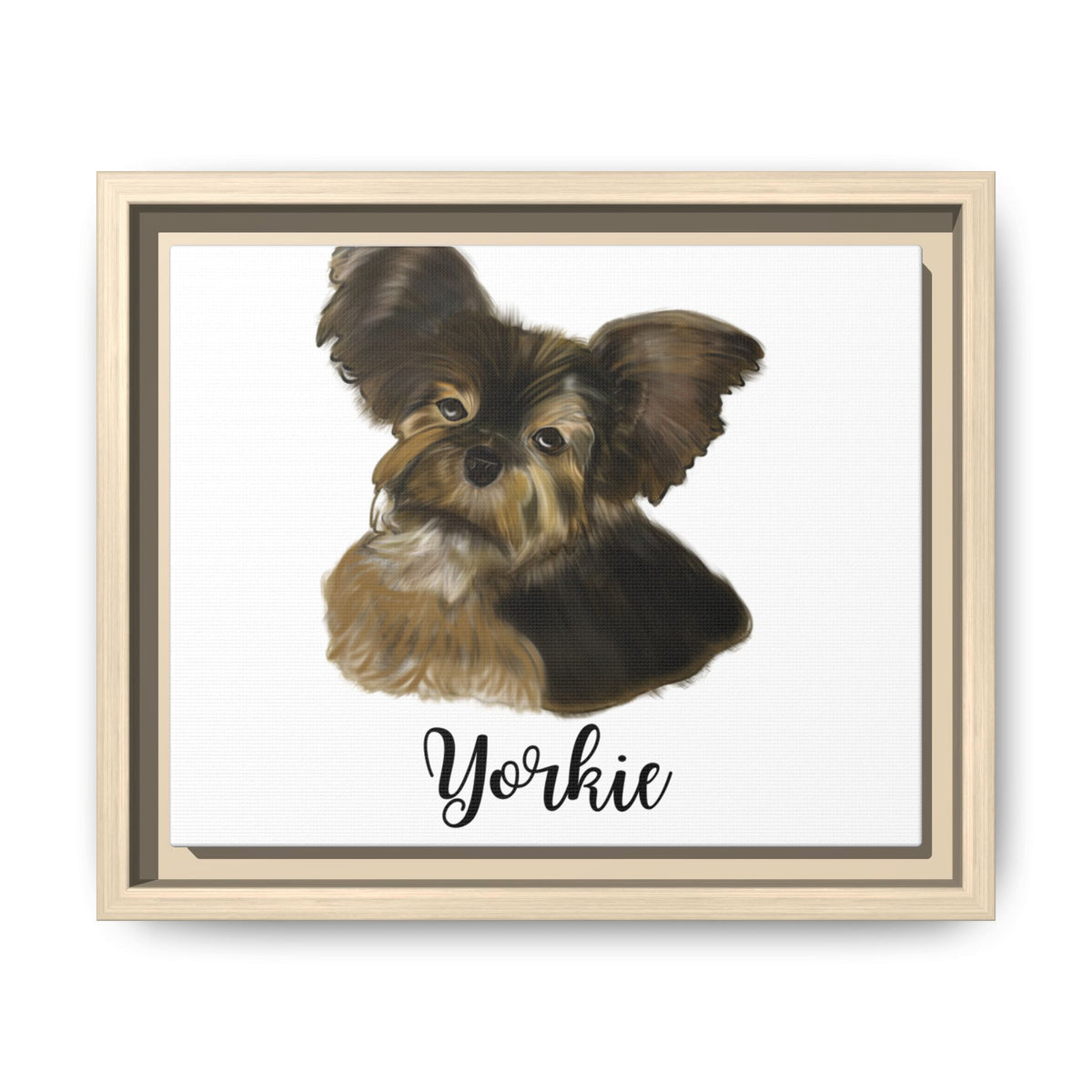 Yorkie Framed Canvas Print — Dog Portrait Wall Art