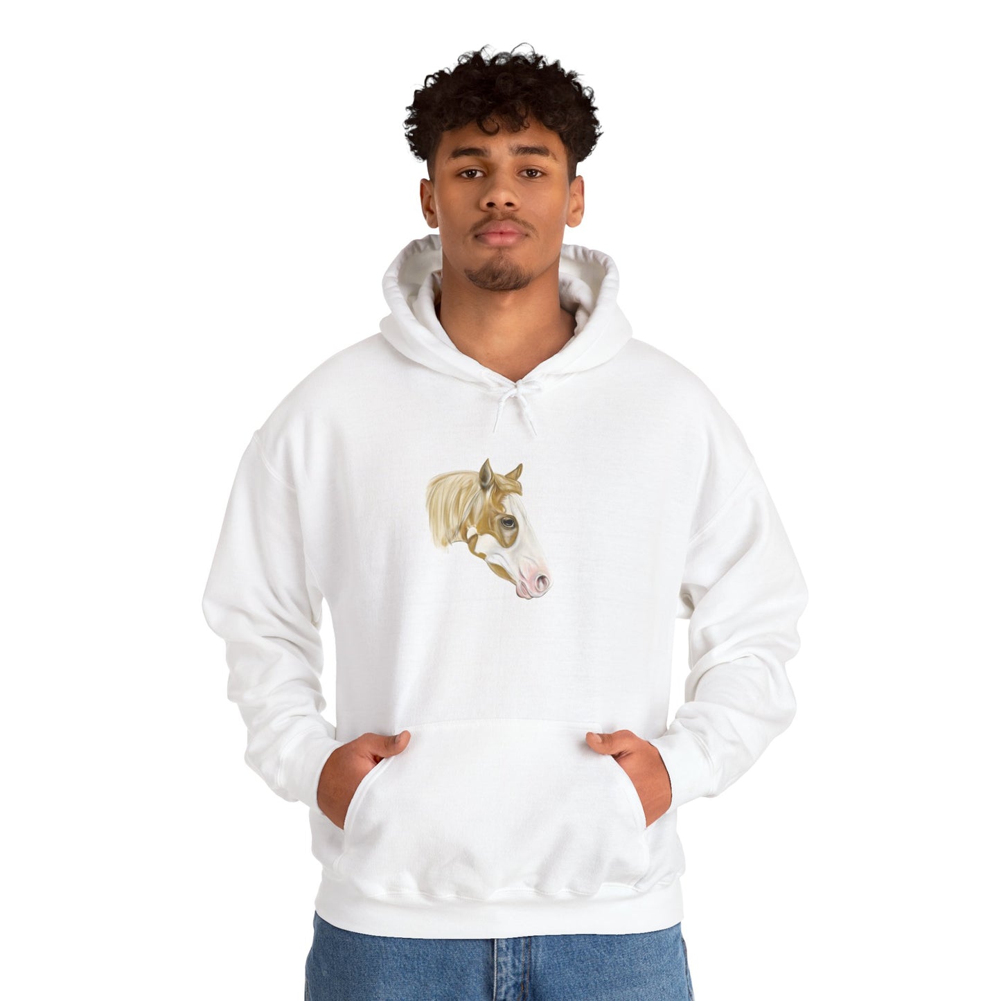 Paint Horse Hoodie — Hand-Drawn Brown & White Horse Graphic