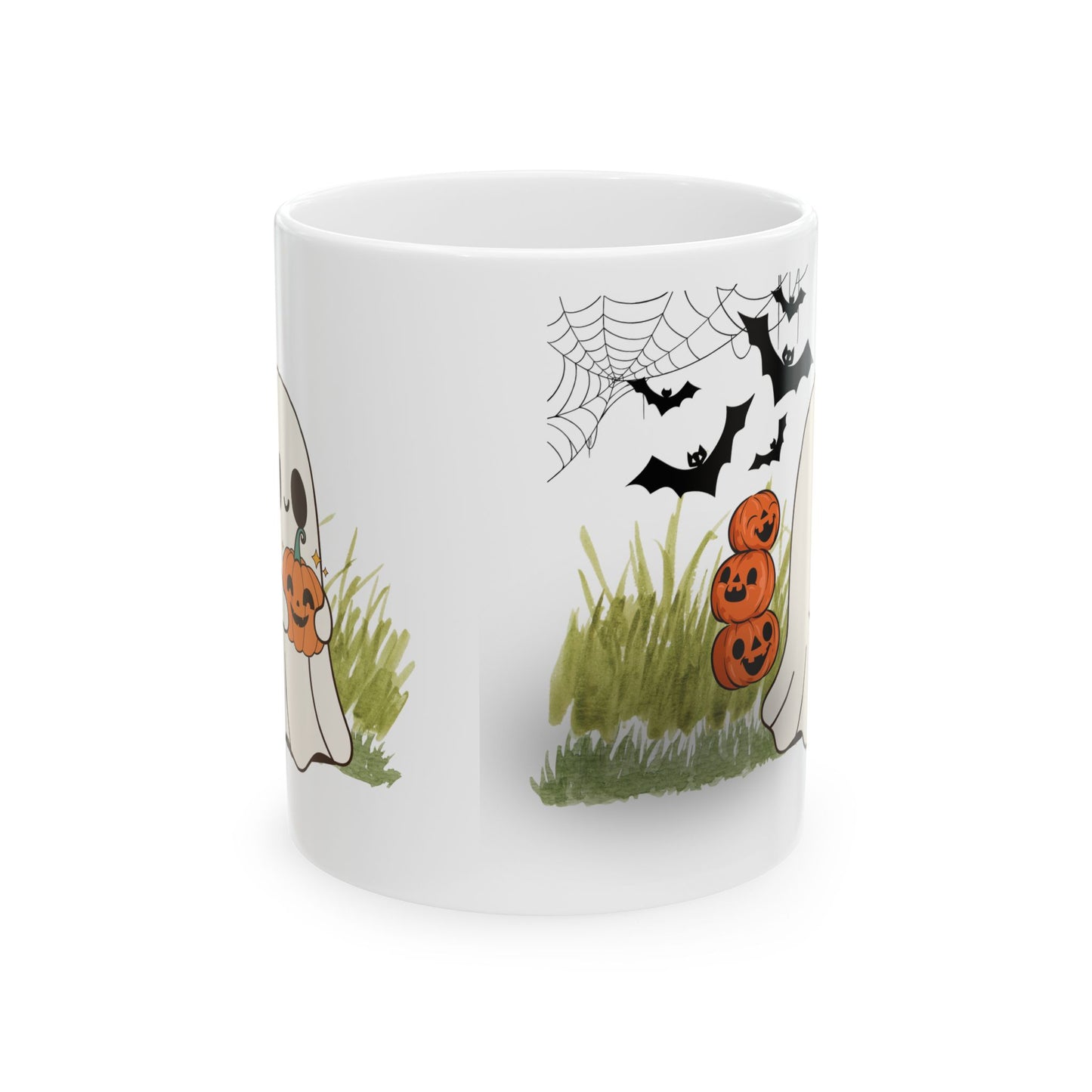 Halloween Ghost Mug, Cozy Drinkware for Fall, Pumpkin Decor, Spooky October Gift, Ceramic Cup for Halloween Lovers