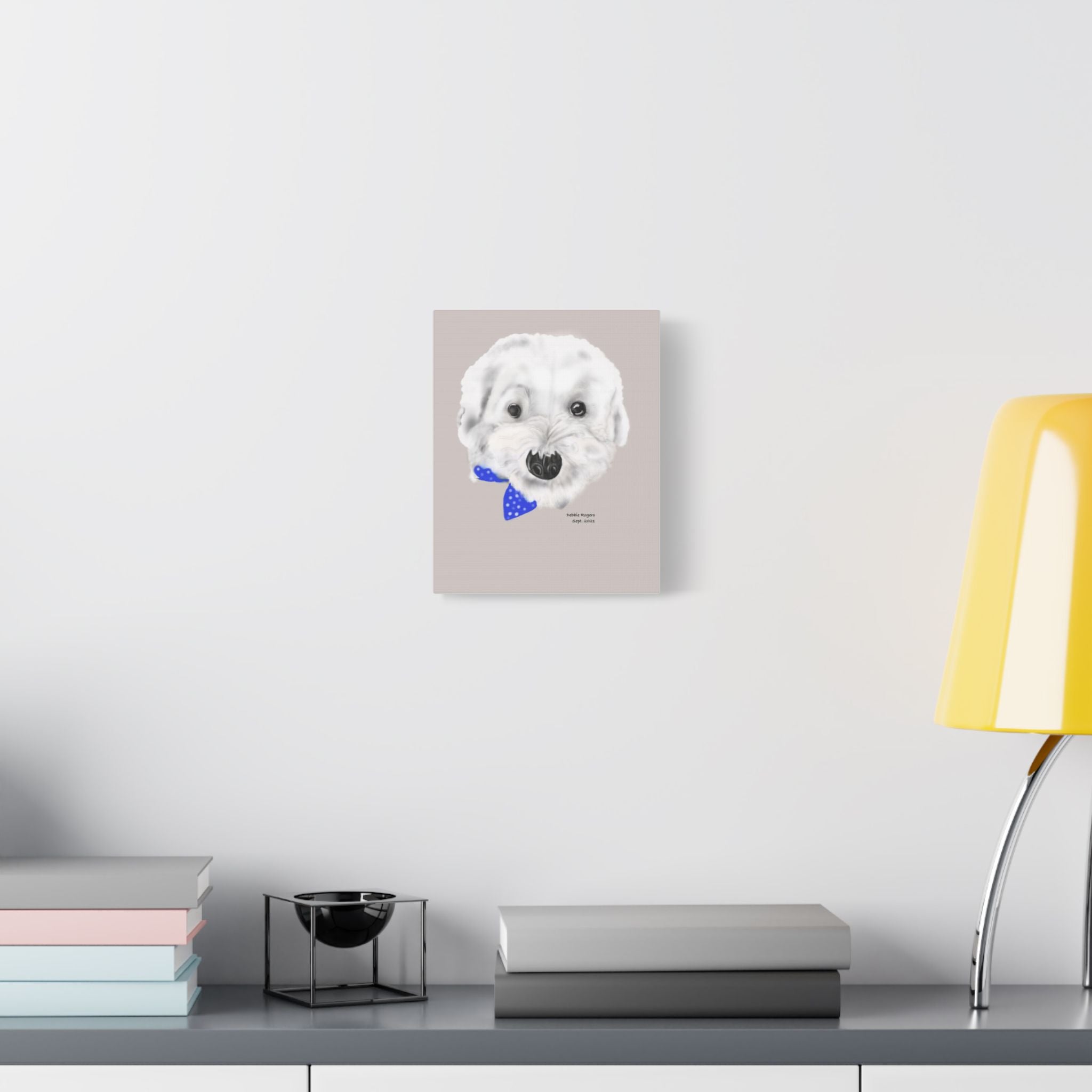 Bichon Frise Portrait Satin Canvas – White Dog Wall Art Print