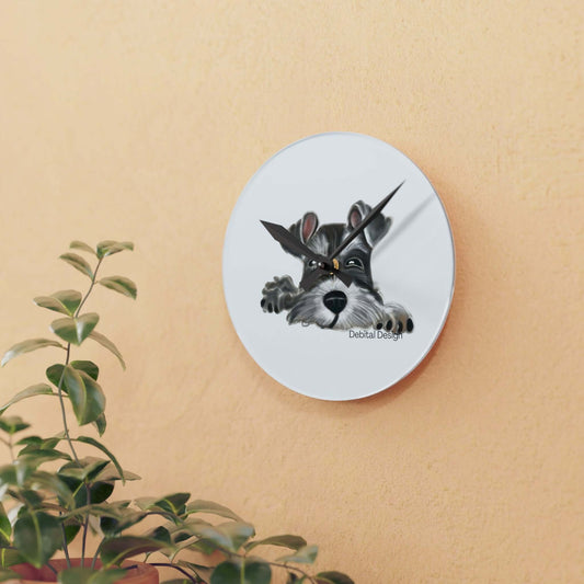 Acrylic Wall Clock   with a Schnauzer - Debital Design 