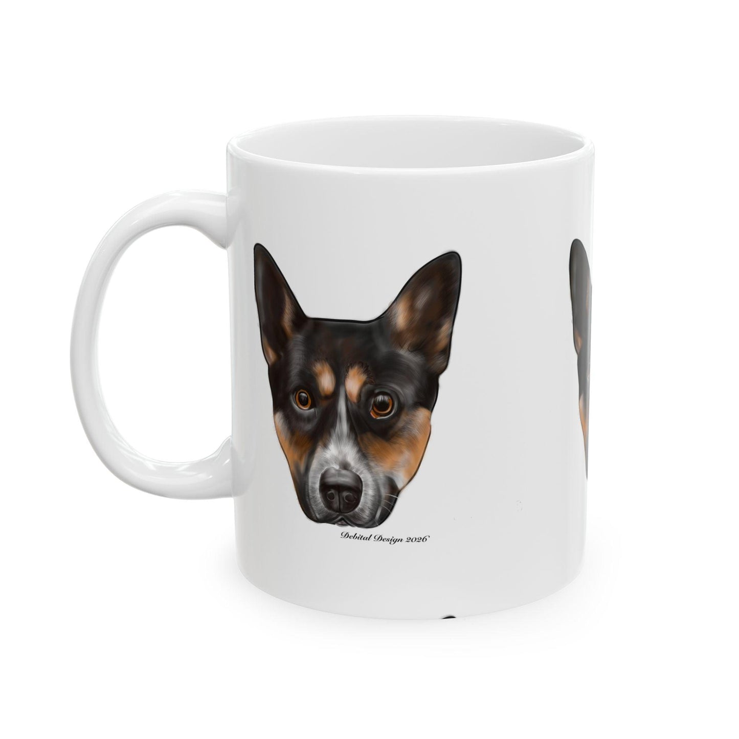 Dog Face Ceramic Mug — Realistic Kelpie/Heeler Portrait Coffee Cup (11oz & 15oz)