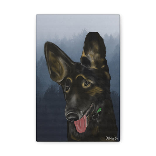 German Shepherd Portrait Canvas — Classic Black & Tan Dog Wall Art