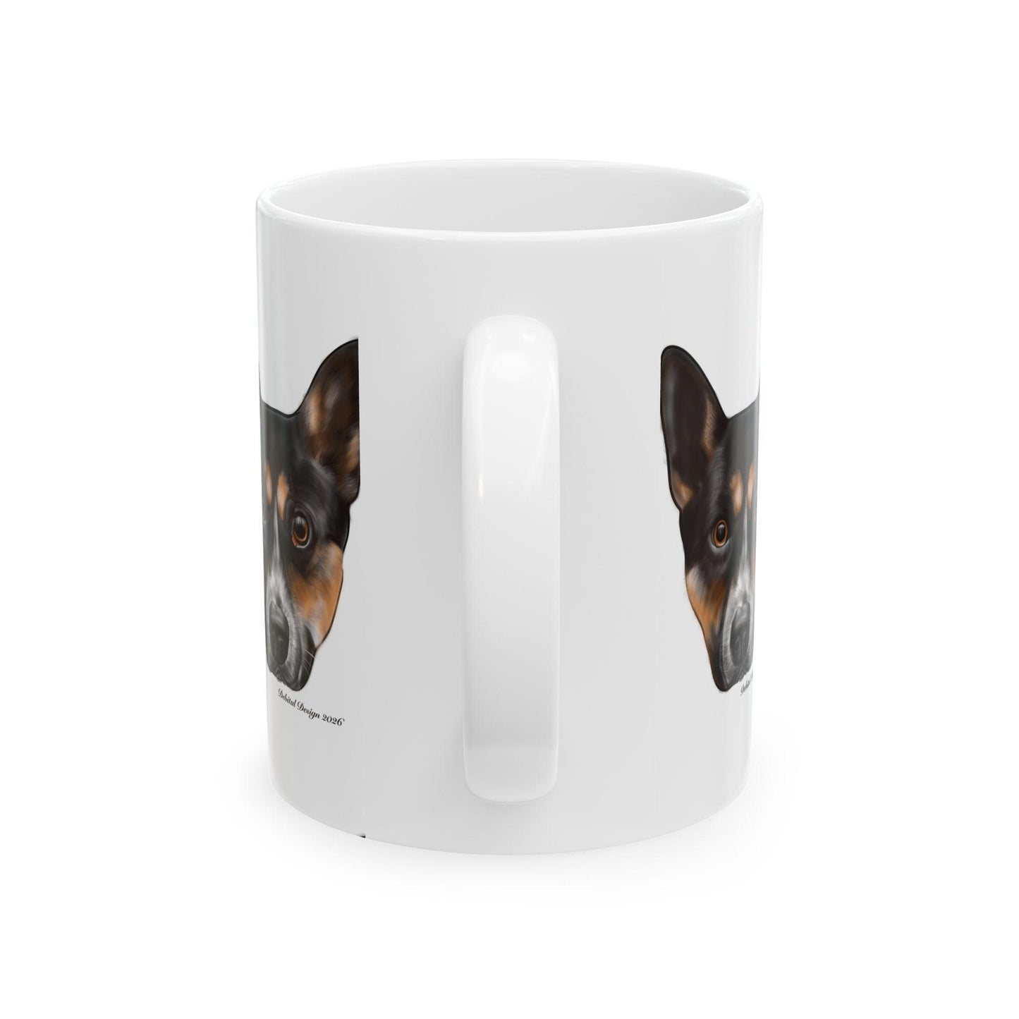 Dog Face Ceramic Mug — Realistic Kelpie/Heeler Portrait Coffee Cup (11oz & 15oz)