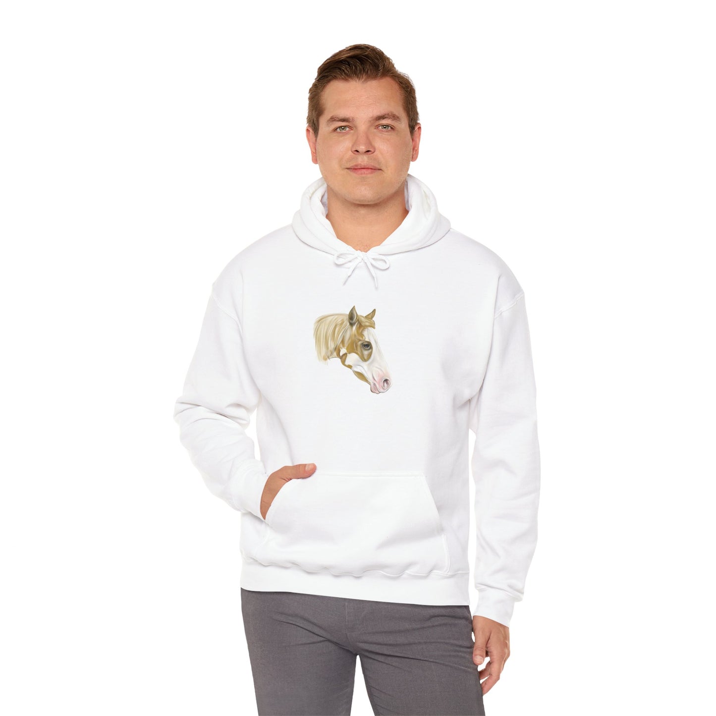 Paint Horse Hoodie — Hand-Drawn Brown & White Horse Graphic