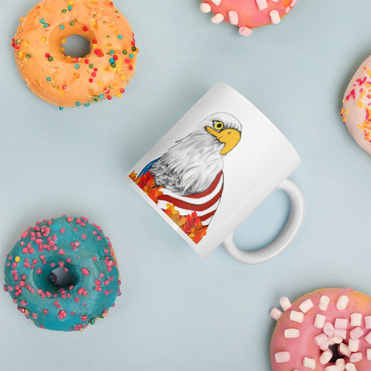 American Eagle on White glossy mug