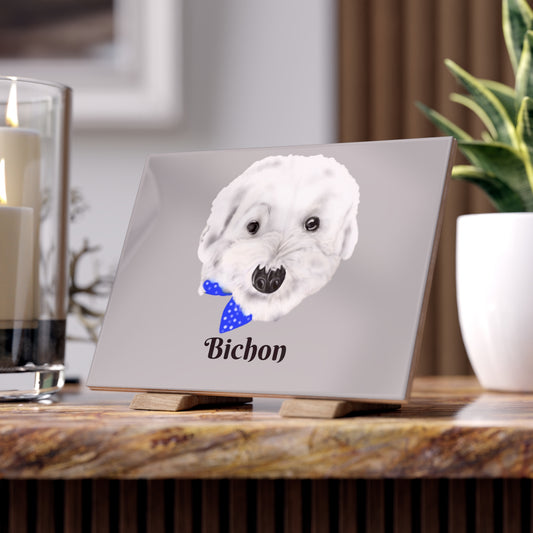 Bichon Ceramic Photo Tile – Cute White Dog Portrait Keepsake