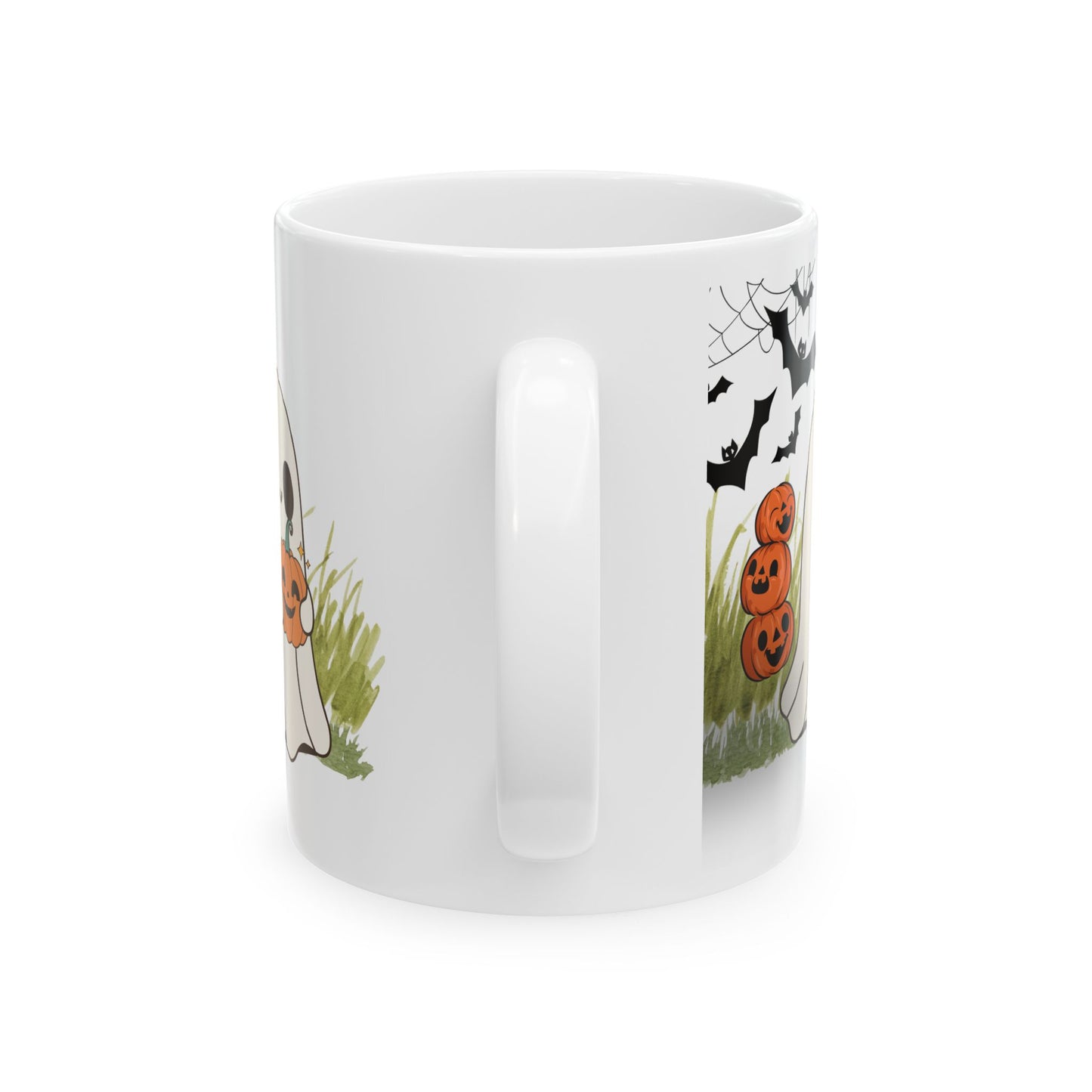 Halloween Ghost Mug, Cozy Drinkware for Fall, Pumpkin Decor, Spooky October Gift, Ceramic Cup for Halloween Lovers