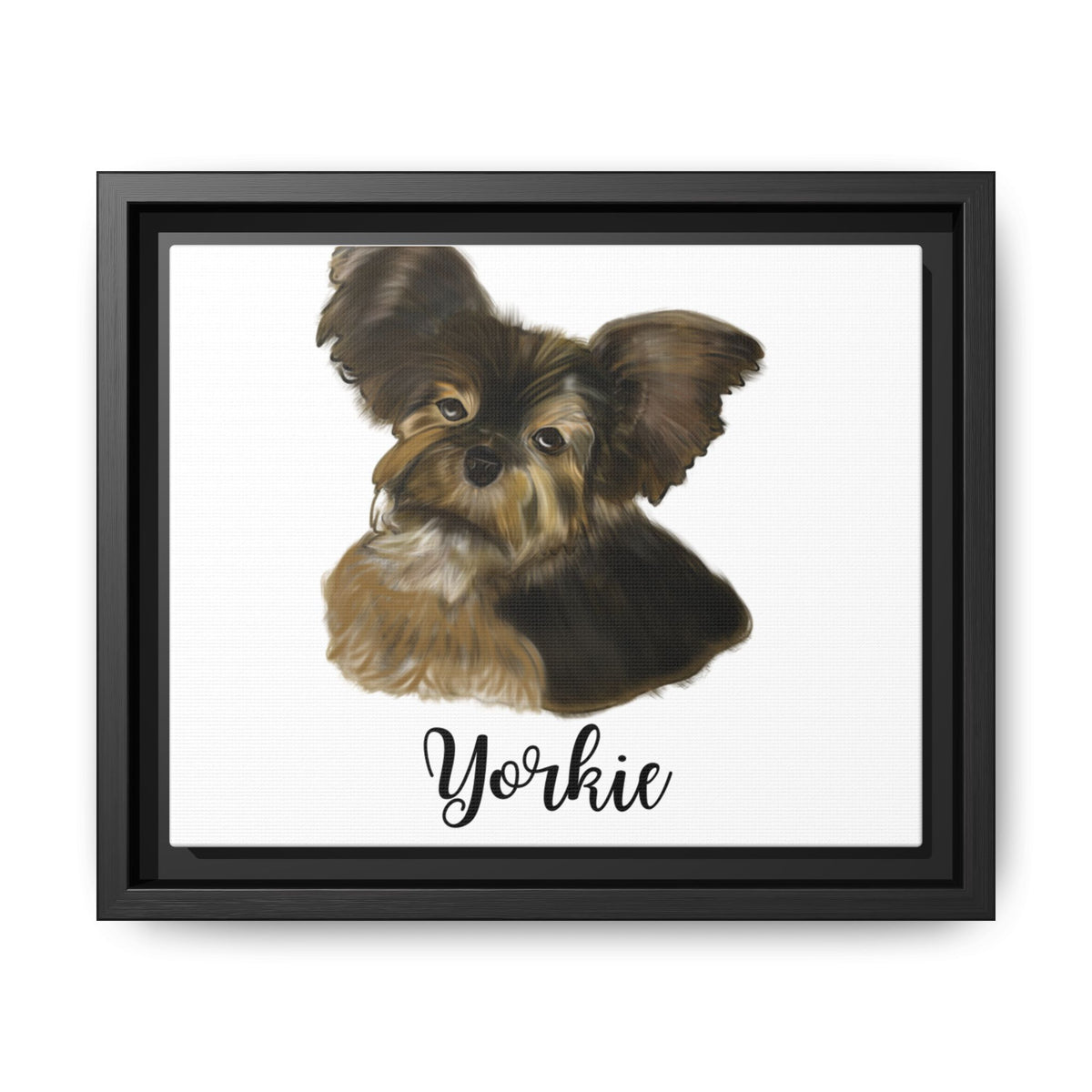 Yorkie Framed Canvas Print — Dog Portrait Wall Art