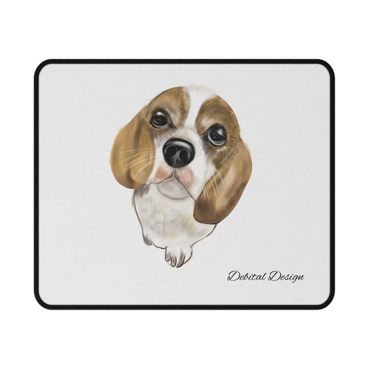 Non-Slip Gaming Mouse Pad — Hand-Drawn Brown & White Dog Design - Debital Design
