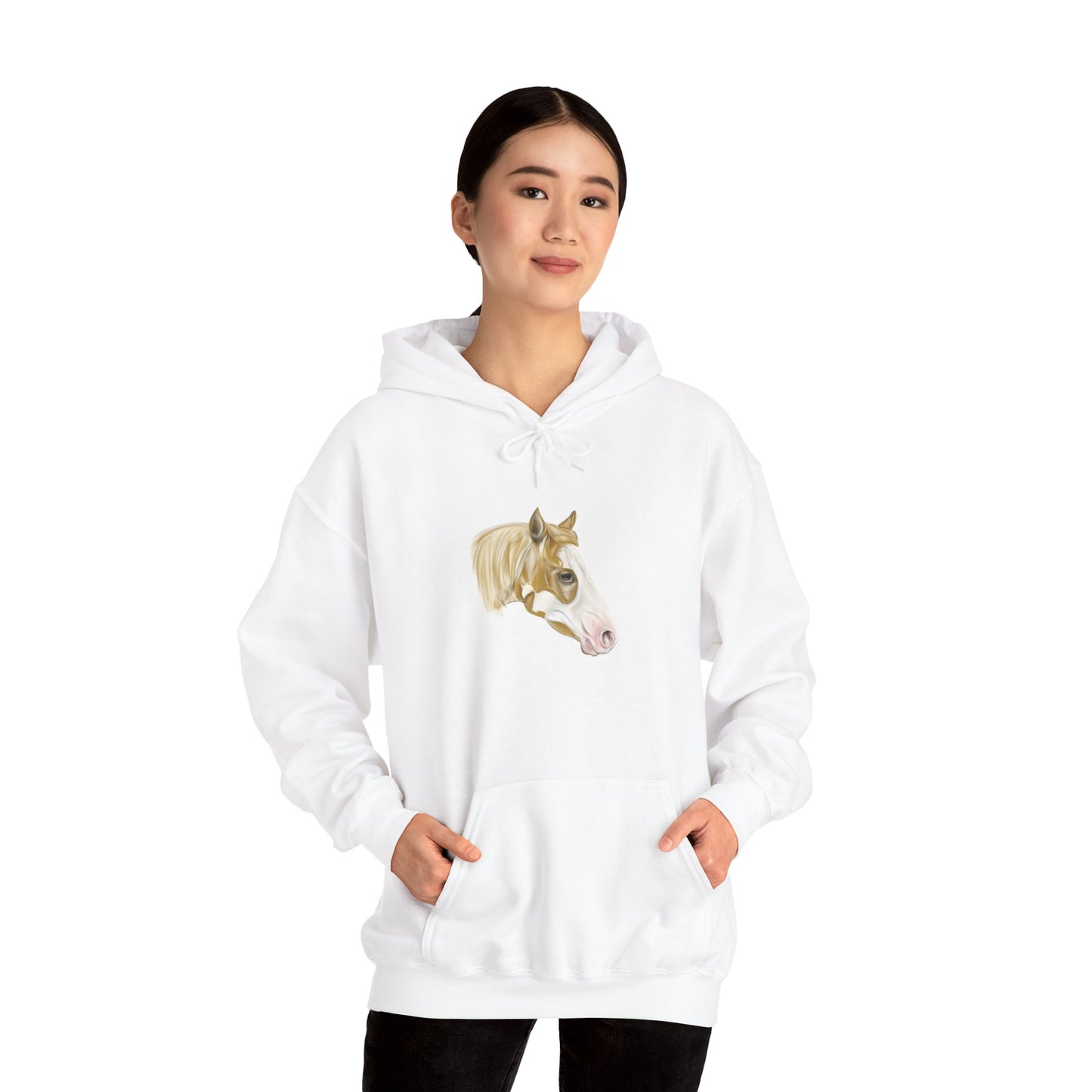 Paint Horse Hoodie — Hand-Drawn Brown & White Horse Graphic