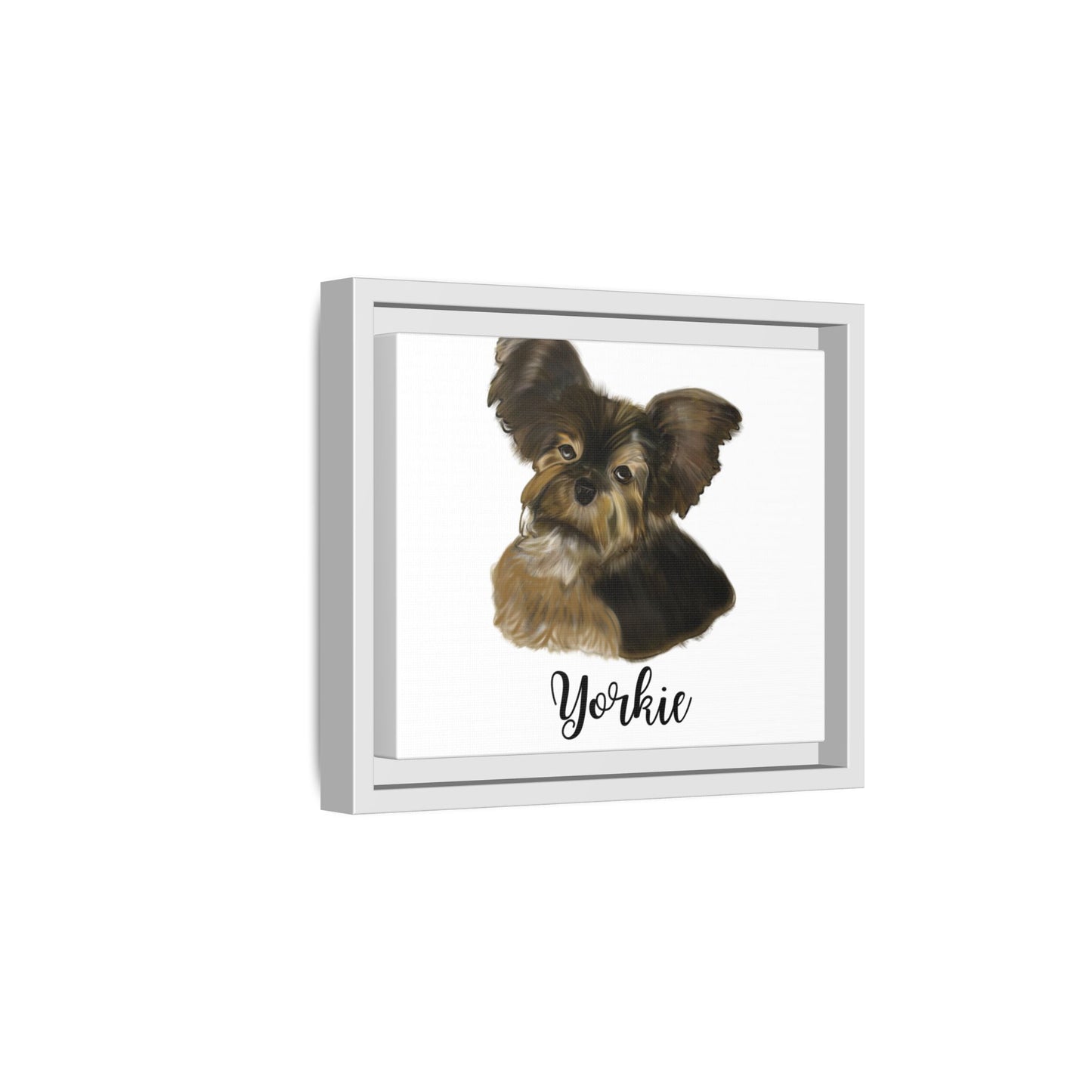 Yorkie Framed Canvas Print — Dog Portrait Wall Art