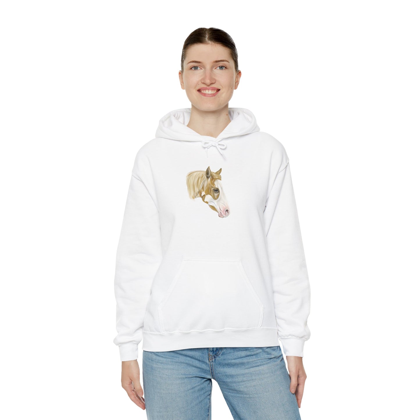 Paint Horse Hoodie — Hand-Drawn Brown & White Horse Graphic
