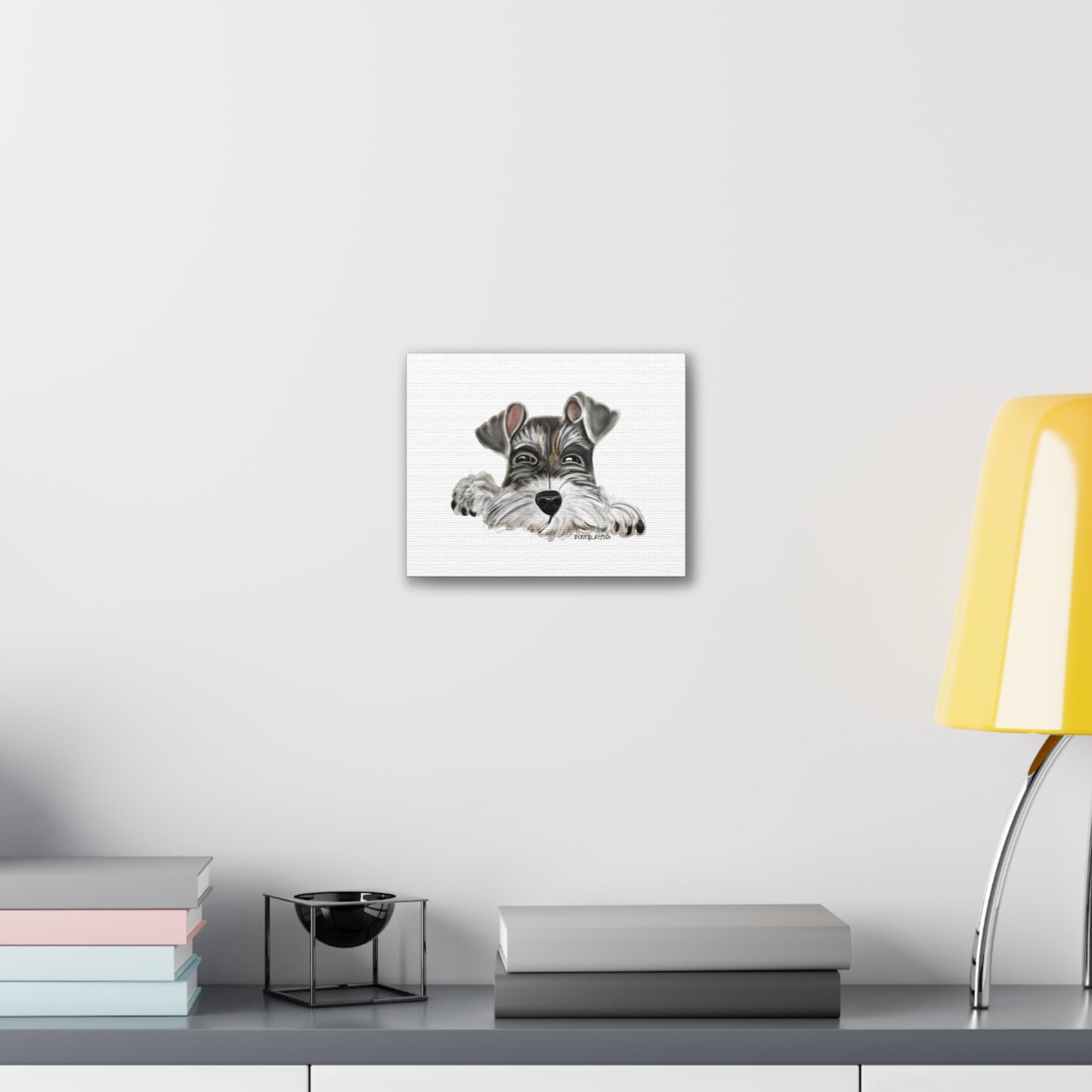 Schnauzer Dog on Canvas Stretched, 0.75" Hand drawn   8 x 10