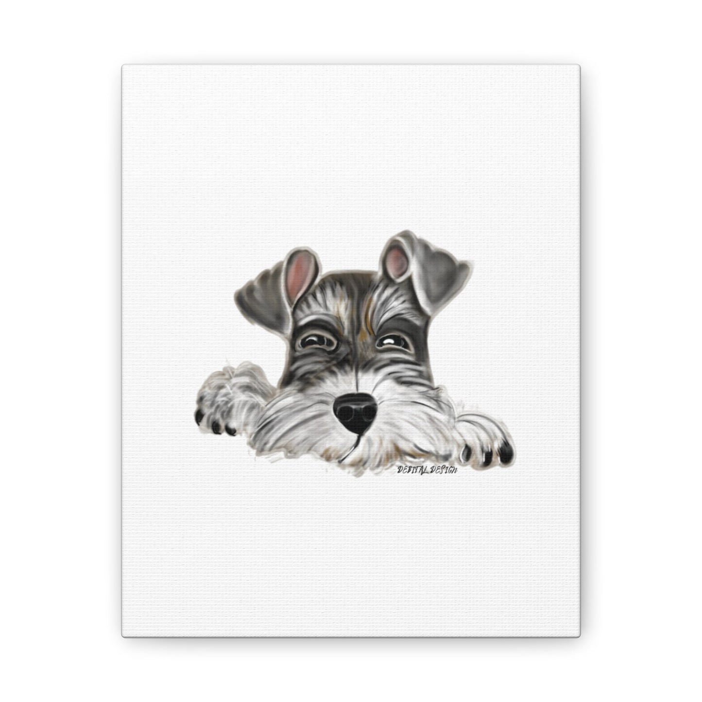 Schnauzer Dog on Canvas Stretched, 0.75" Hand drawn   8 x 10